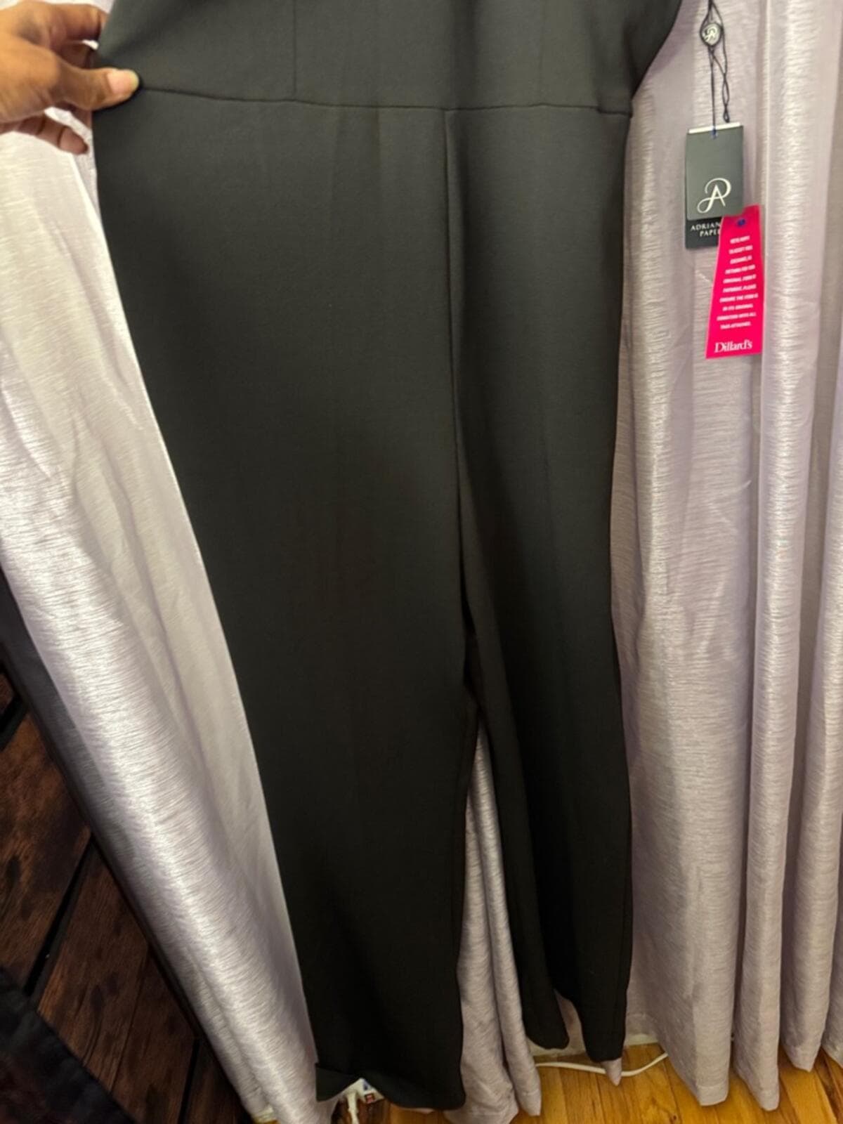 Adrianna Papell Black Crossover Halter Wide-Leg Jumpsuit - Thumbnail 4