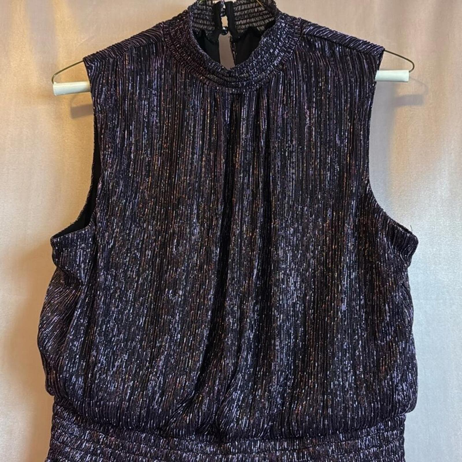 Womens purple metallic party dress - Thumbnail 3