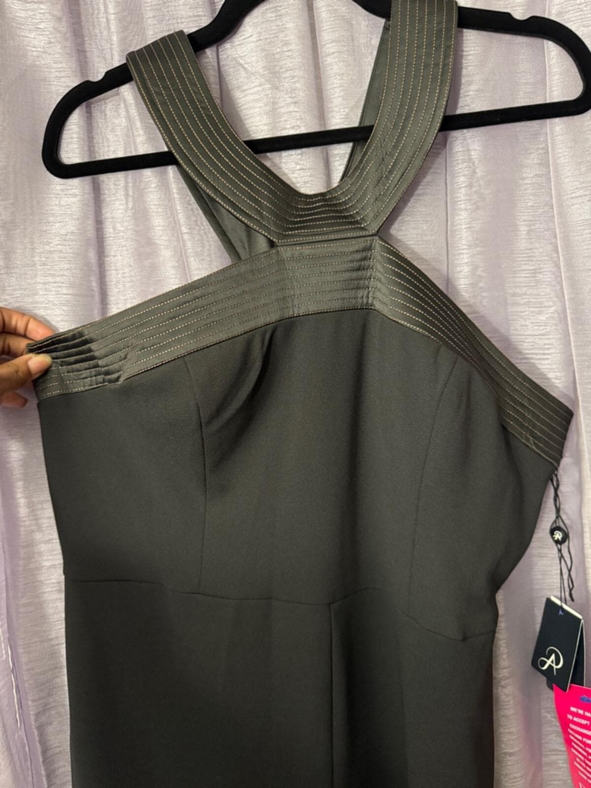 Adrianna Papell Black Crossover Halter Wide-Leg Jumpsuit - Thumbnail 3