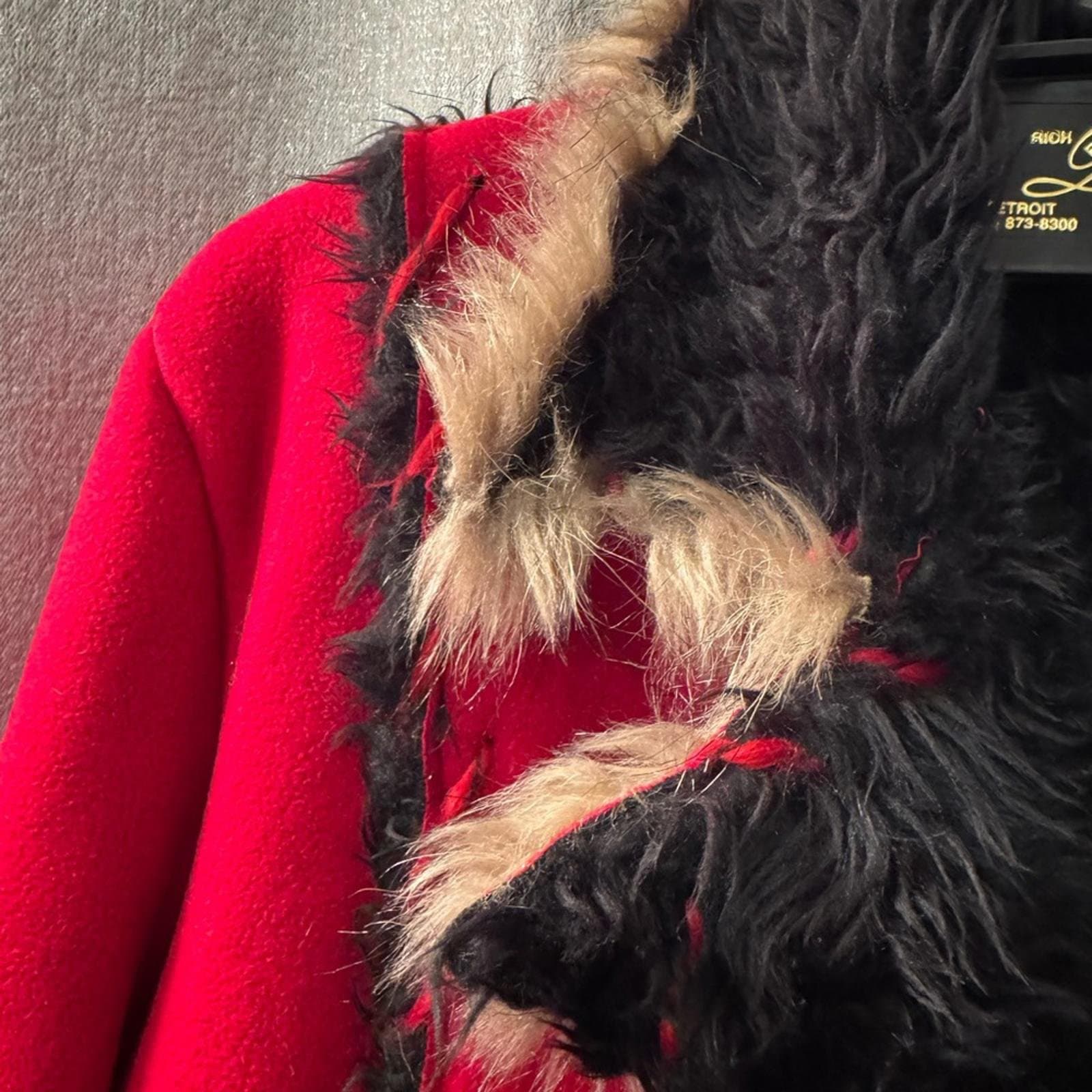Red Faux-Fur Trim Pea Coat - Women's Stylish Outerwear - Thumbnail 4