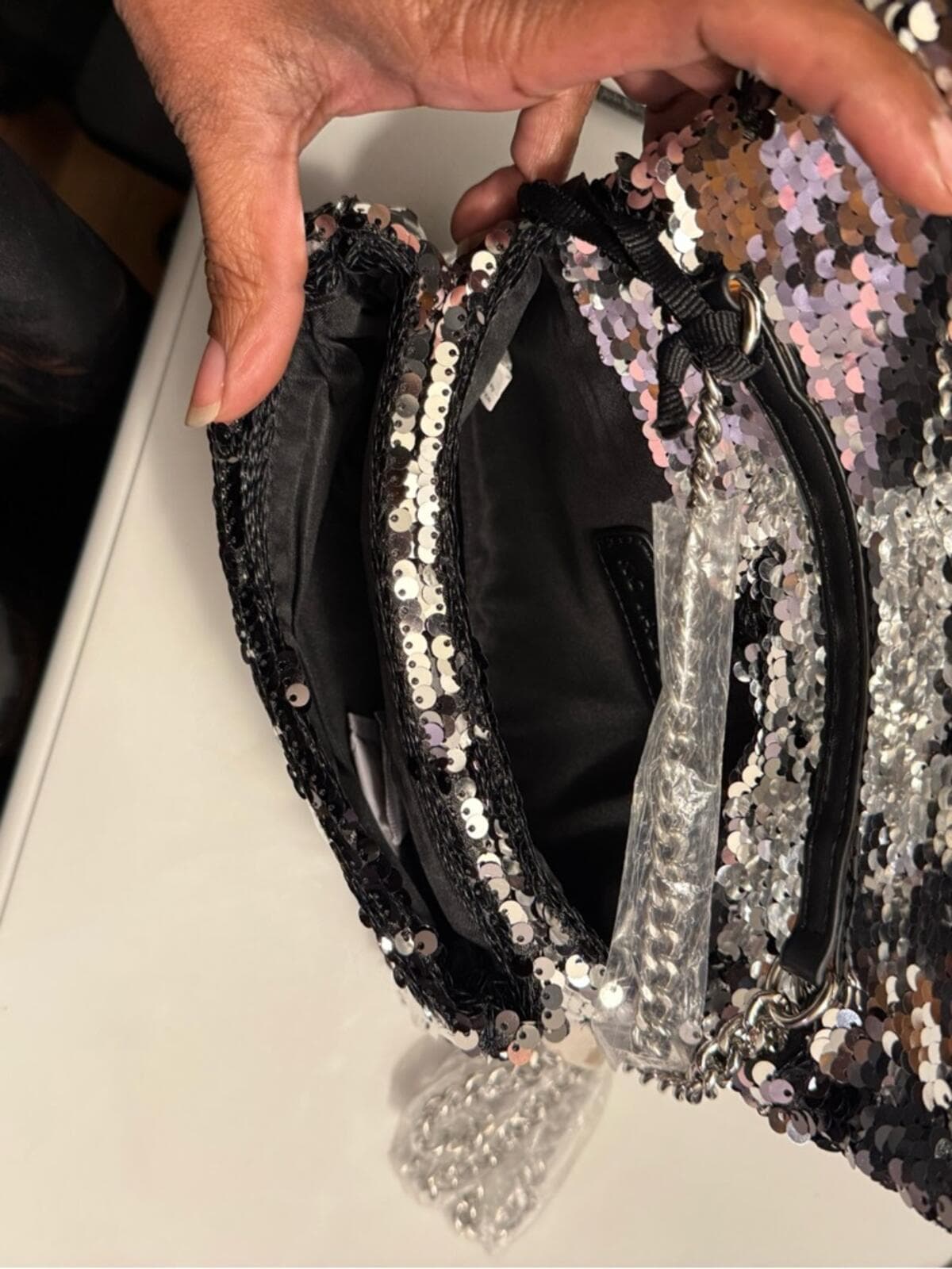 KC Jagger Silver Sequin Chain Crossbody Bag - Thumbnail 5