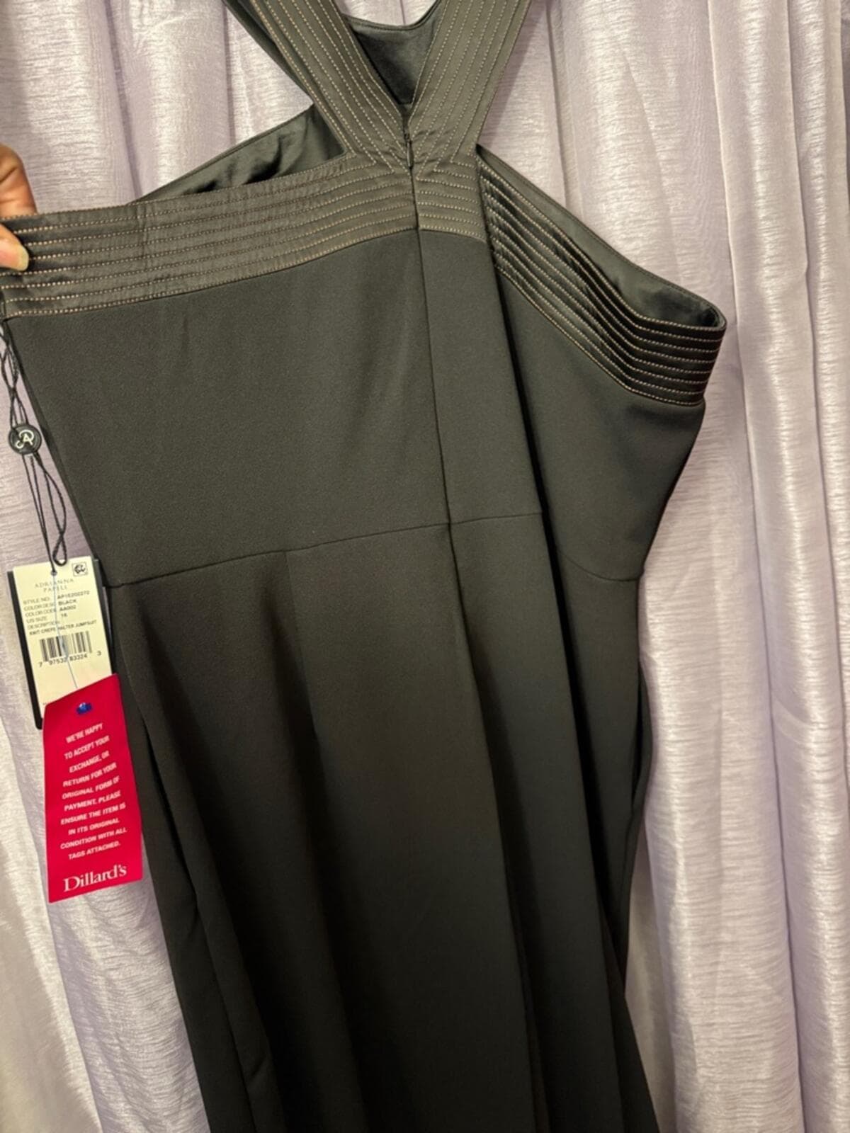 Adrianna Papell Black Crossover Halter Wide-Leg Jumpsuit - Thumbnail 6