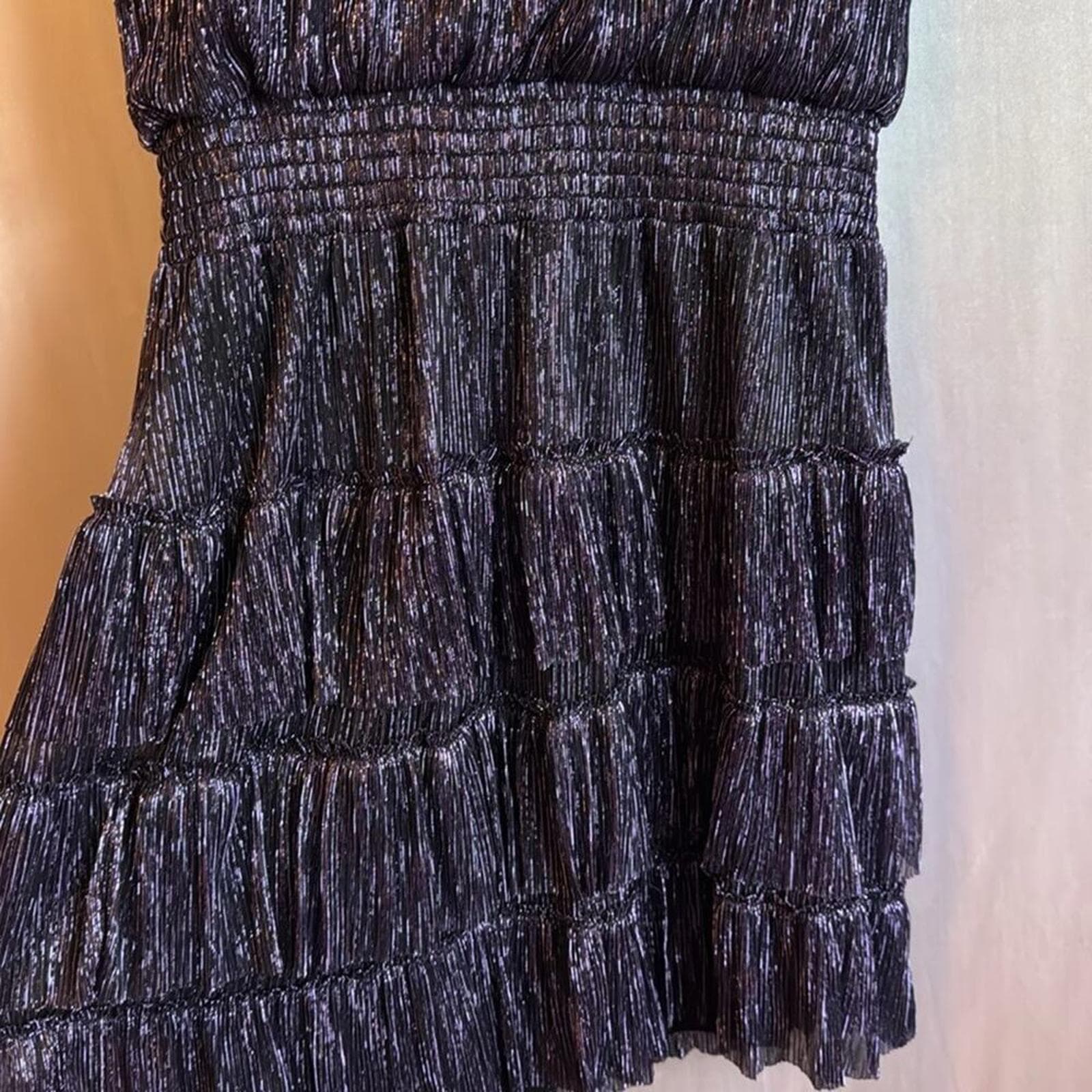 Womens purple metallic party dress - Thumbnail 5