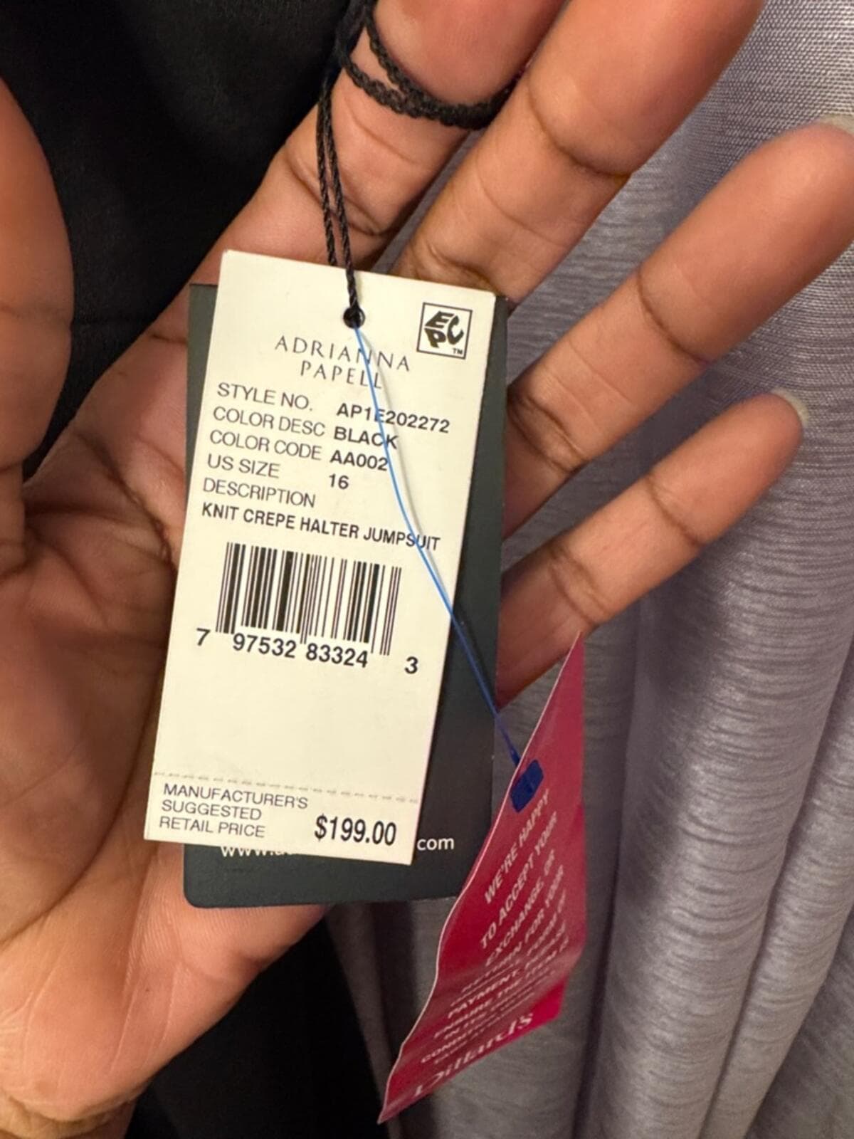 Adrianna Papell Black Crossover Halter Wide-Leg Jumpsuit - Thumbnail 5