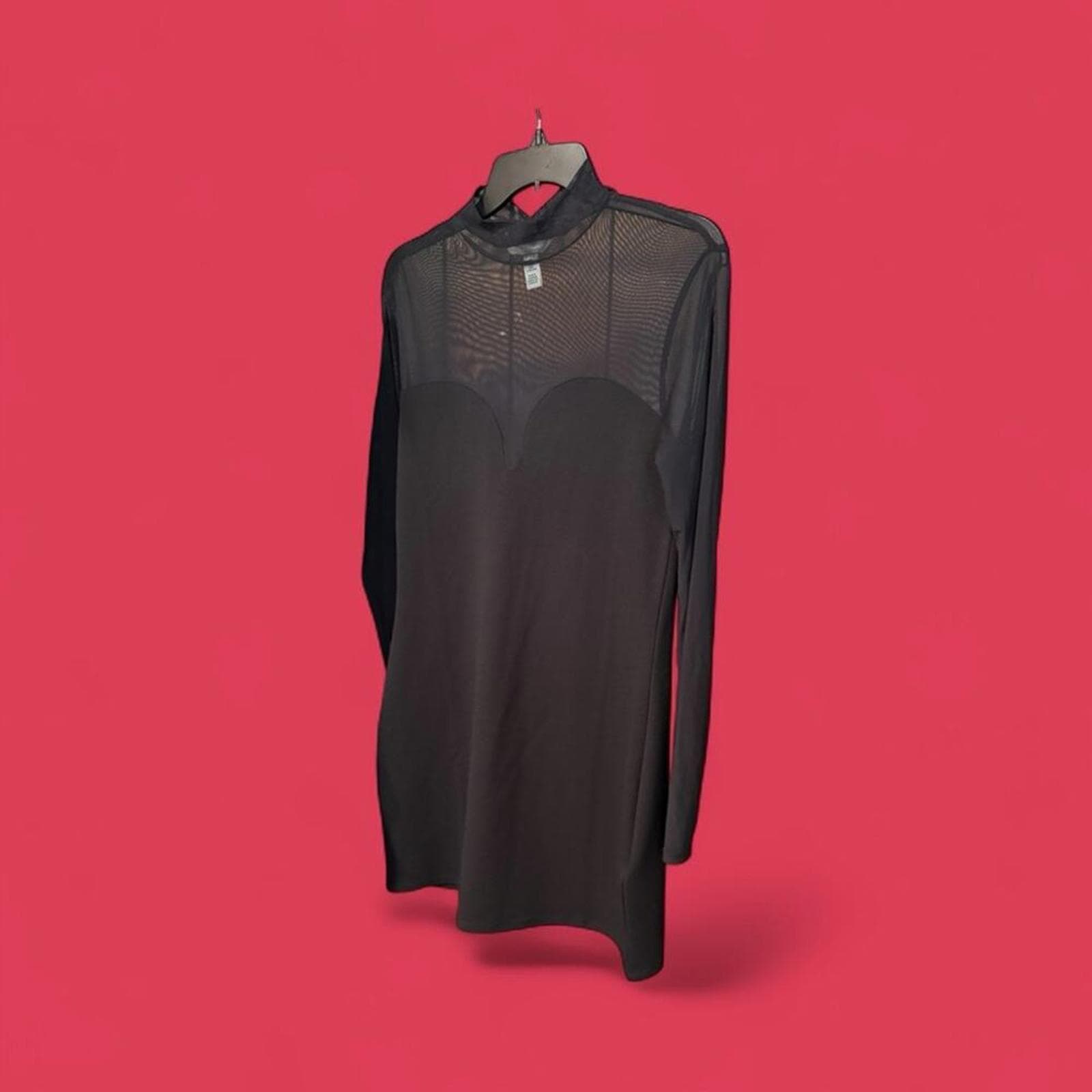 H&M Sheer Black Mesh Mini Dress - Thumbnail 2