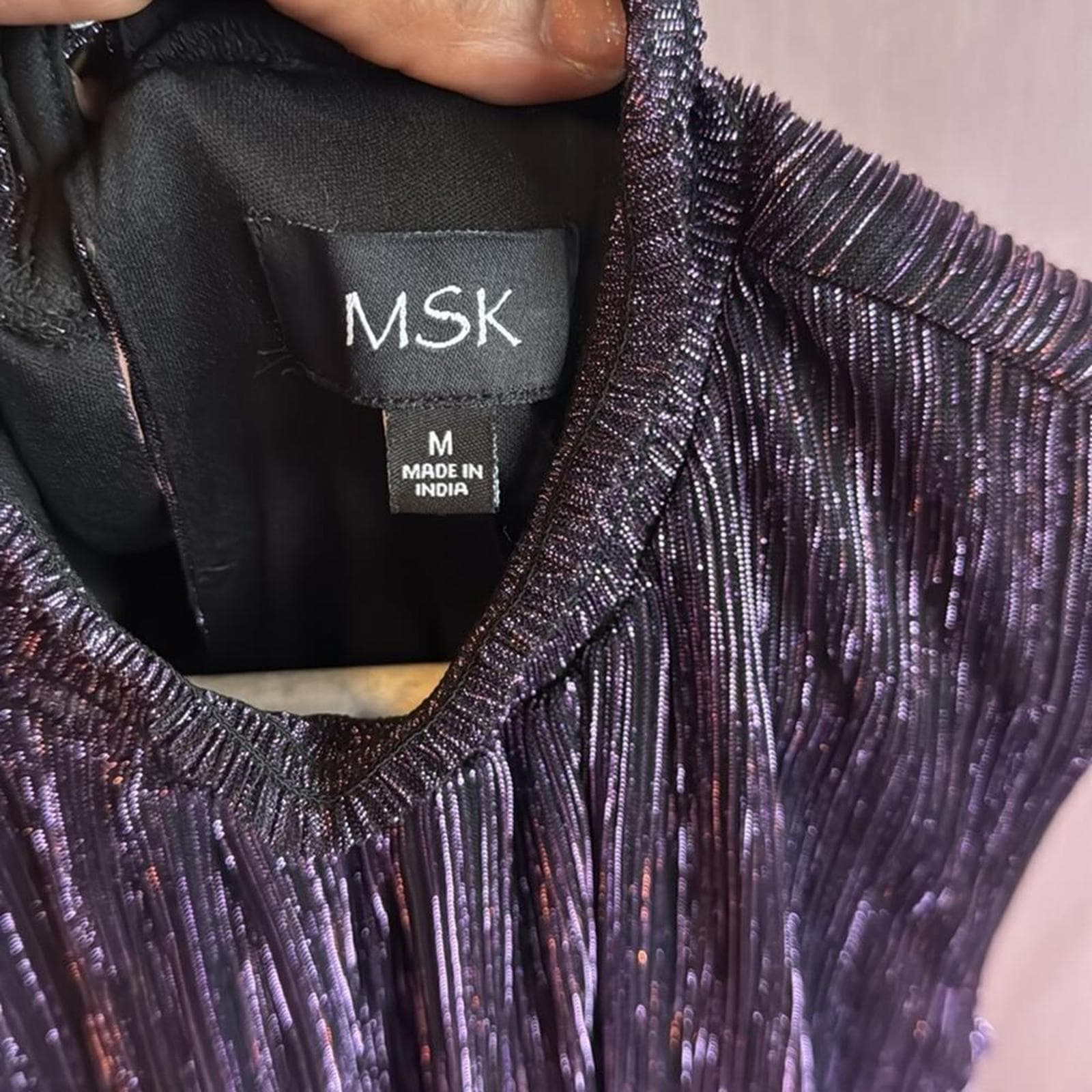 Womens purple metallic party dress - Thumbnail 7