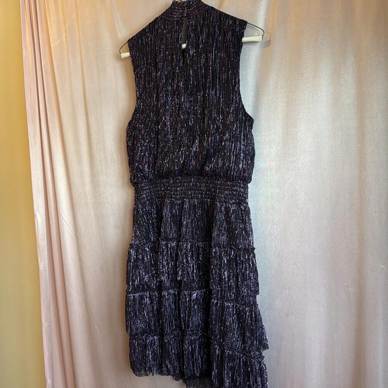Womens purple metallic party dress - Thumbnail 4
