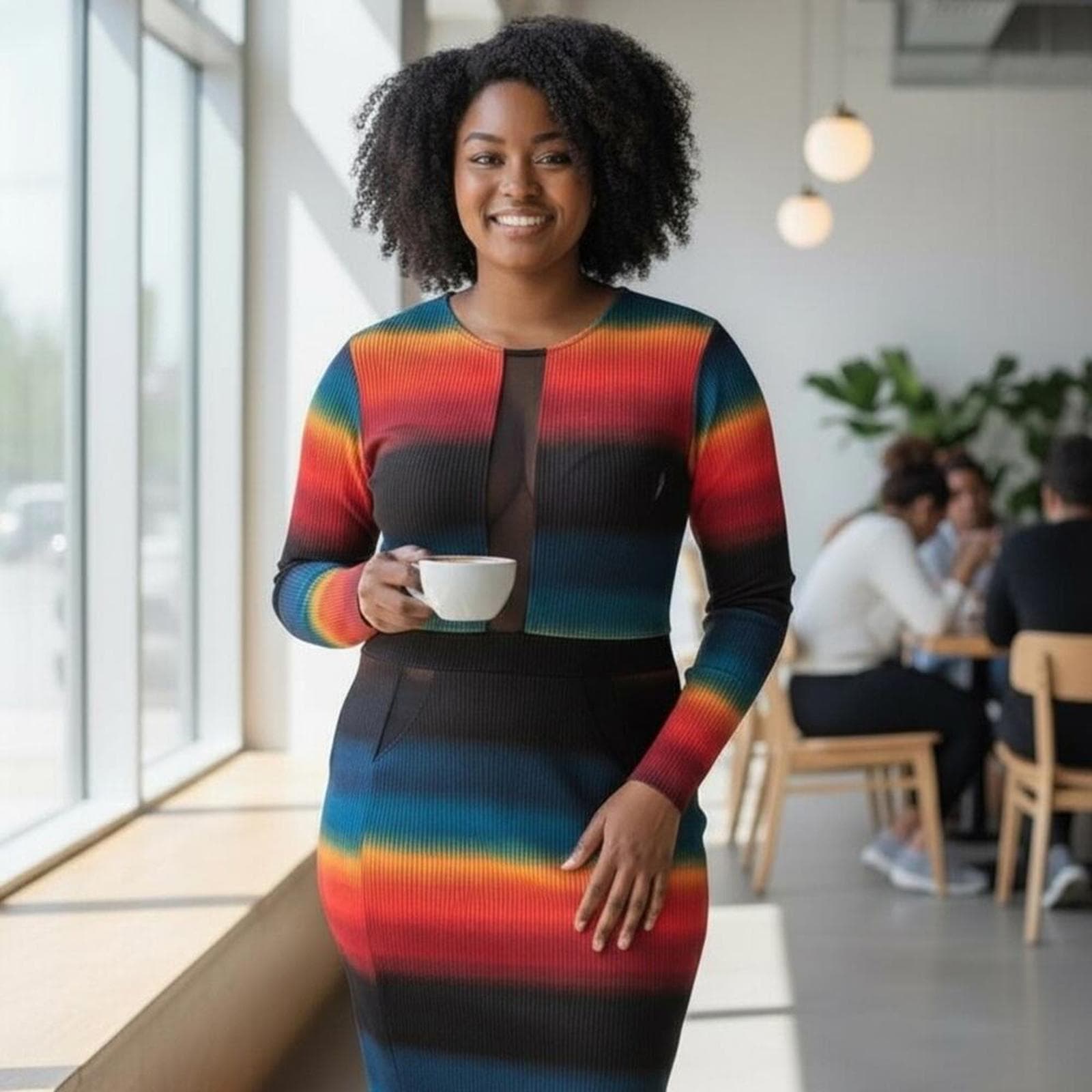 Vibrant Striped Long Sleeve Dress - Image 1