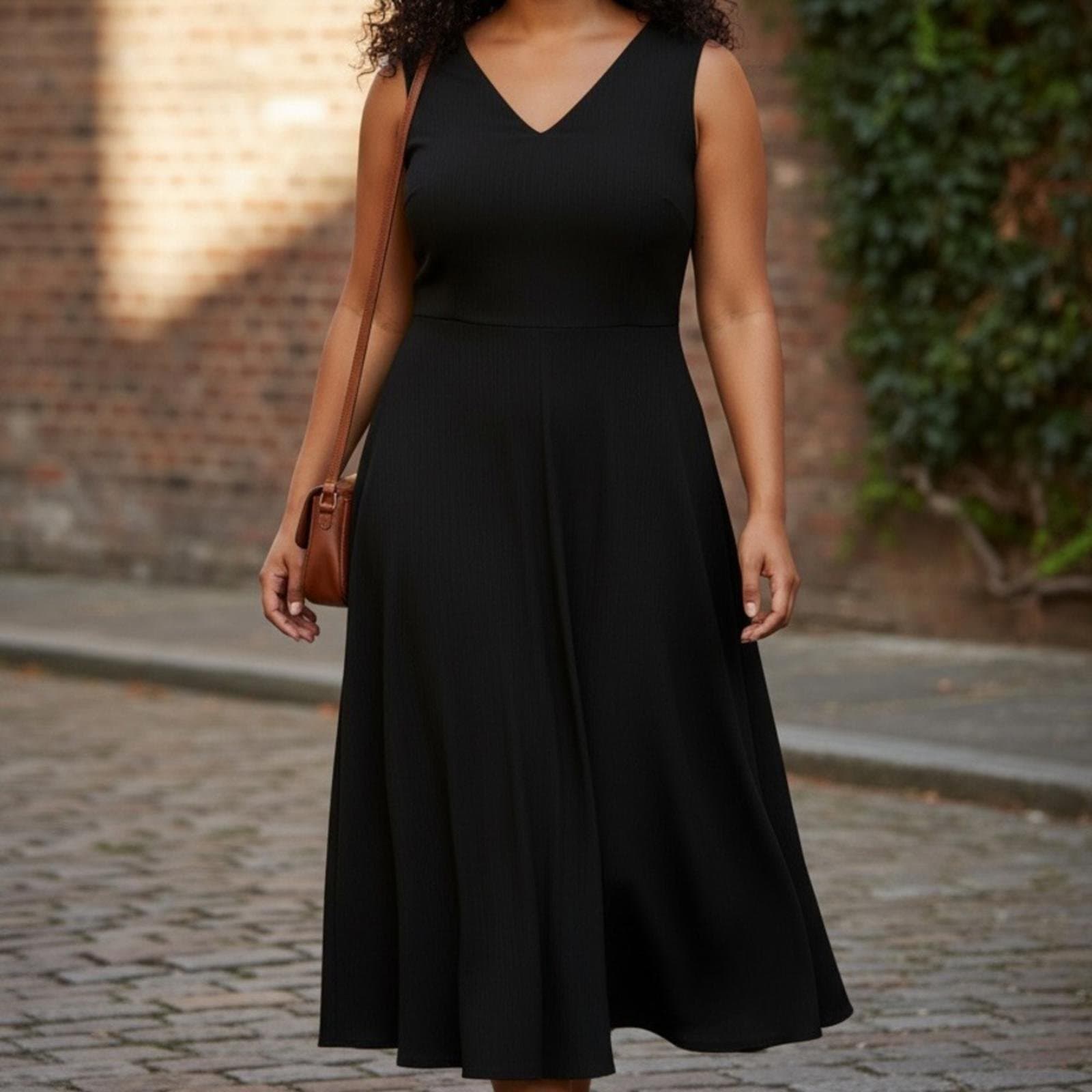 Chic Black Midi Dress - Image 1