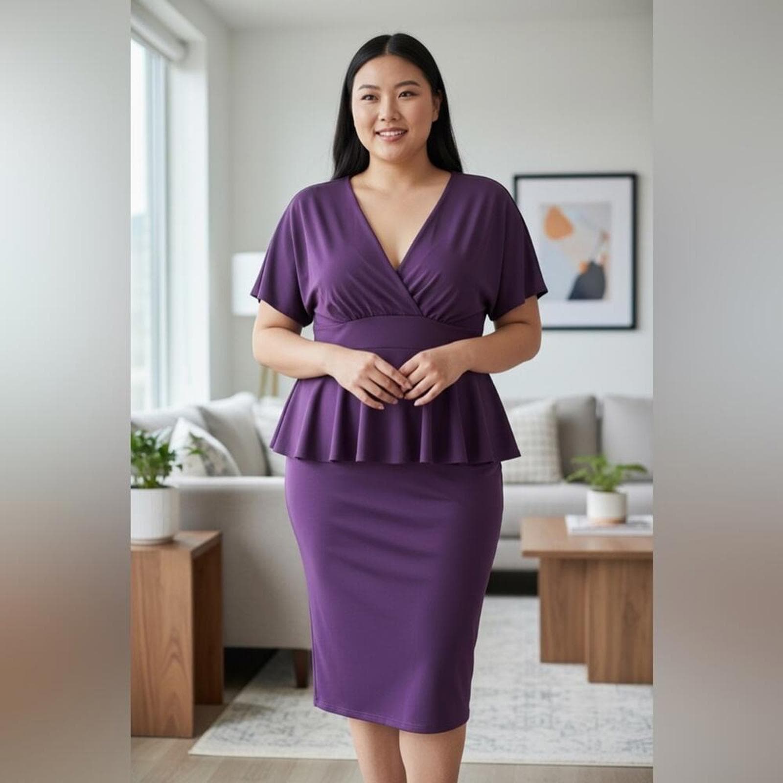 SHEIN Purple Midi Dress - Image 1