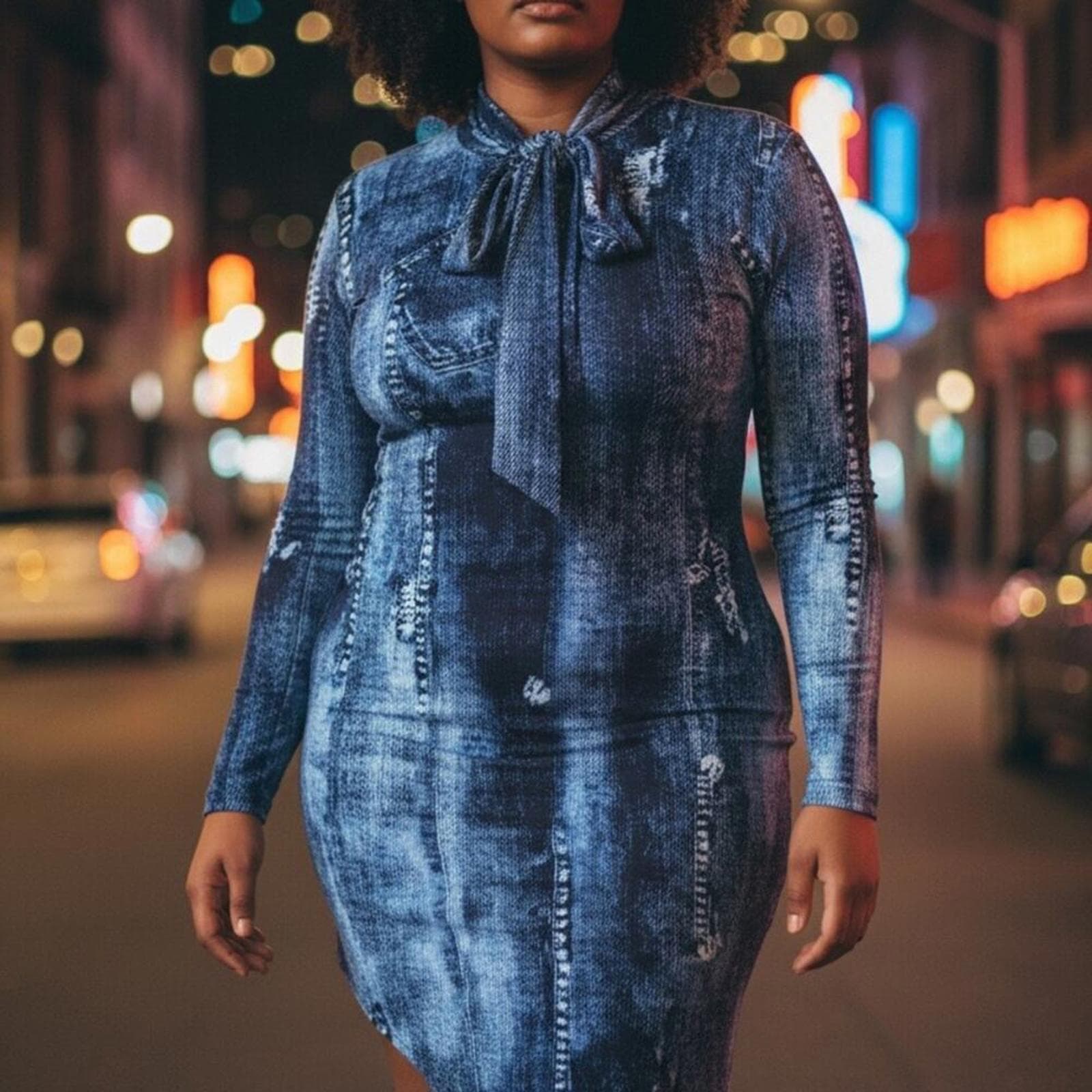 Asymmetrical Blue Dress - Image 1