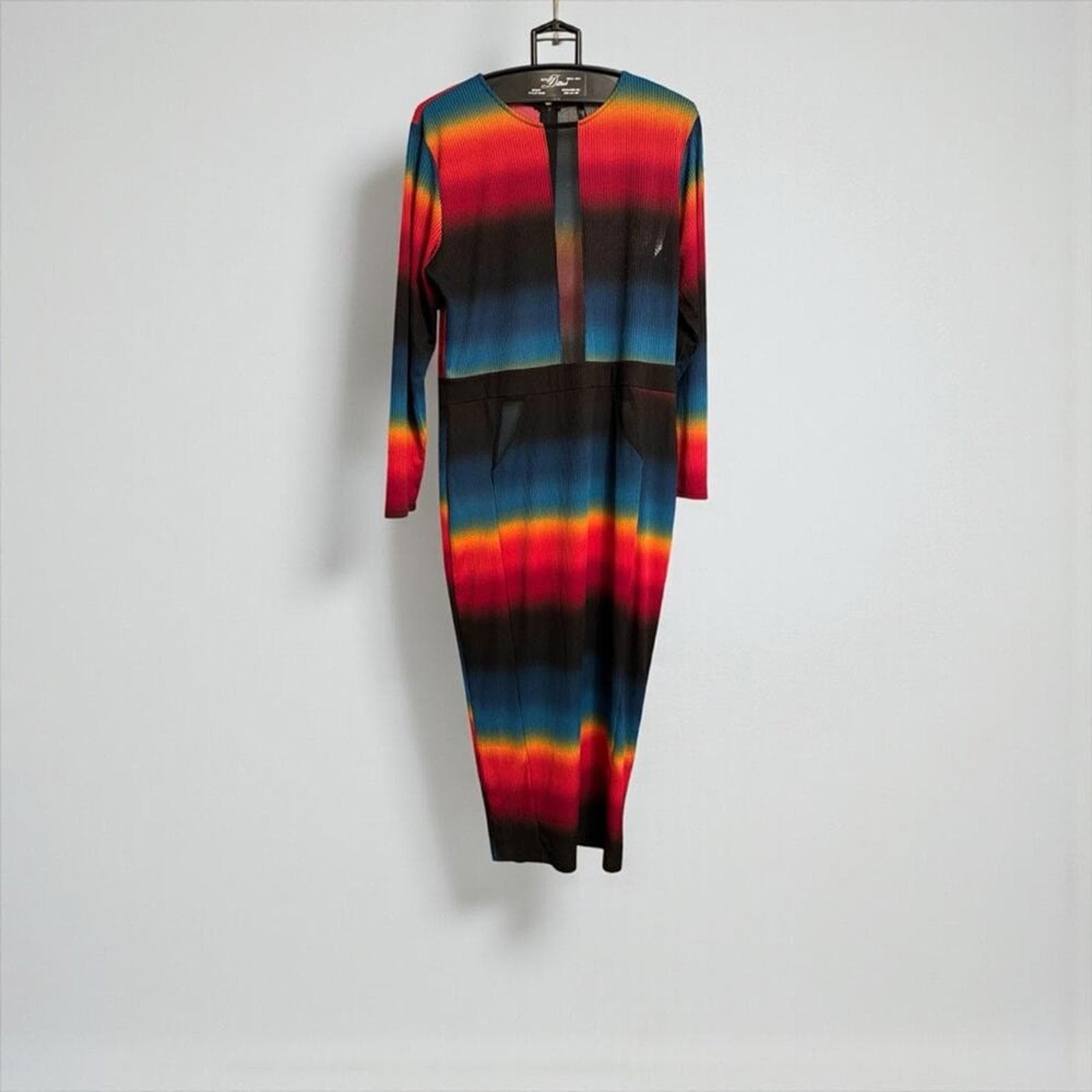 Vibrant Striped Long Sleeve Dress - Thumbnail 2