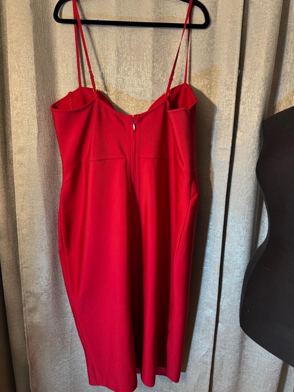 Fashion Nova Red Bodycon Midi Dress with Bust Cups - Thumbnail 7