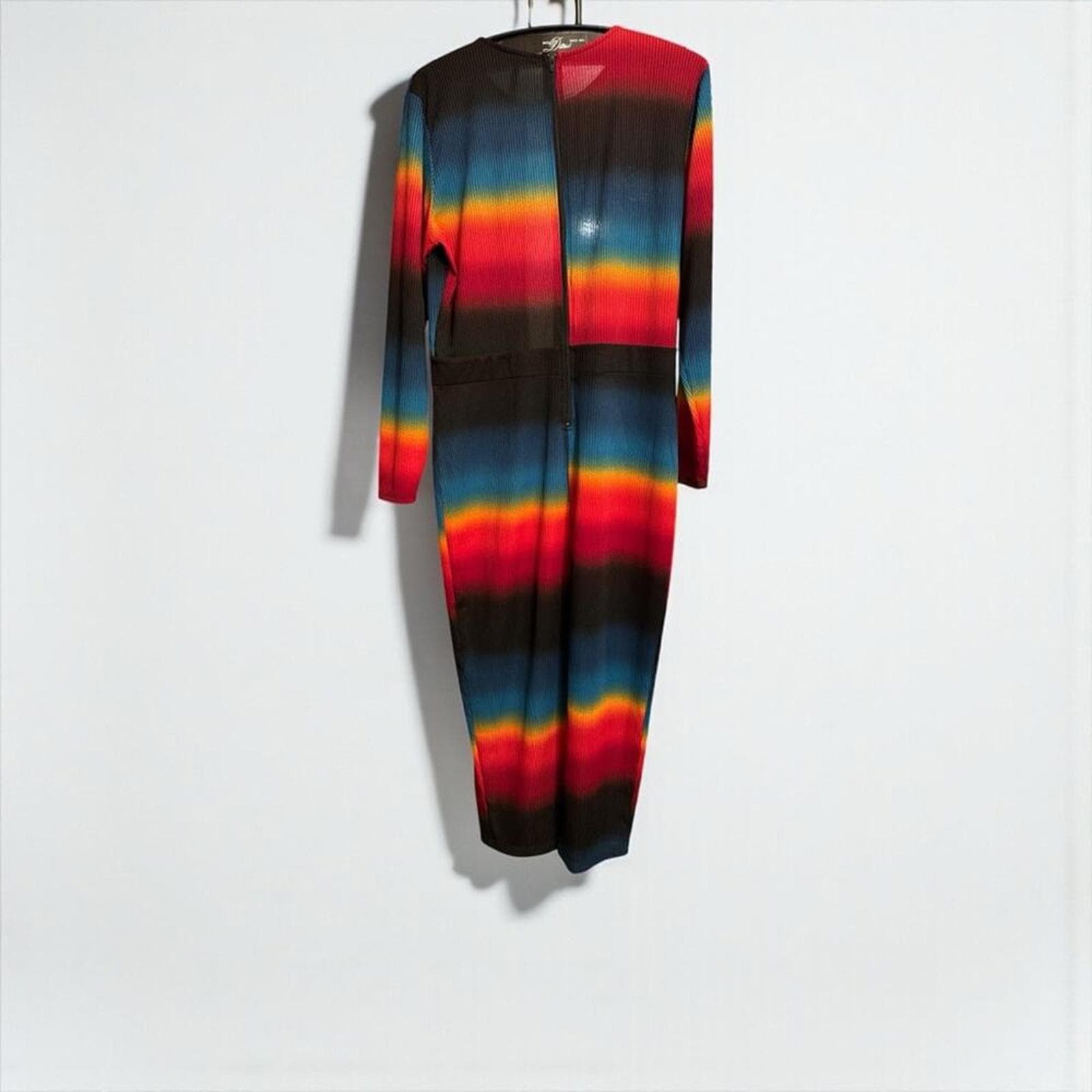 Vibrant Striped Long Sleeve Dress - Thumbnail 3