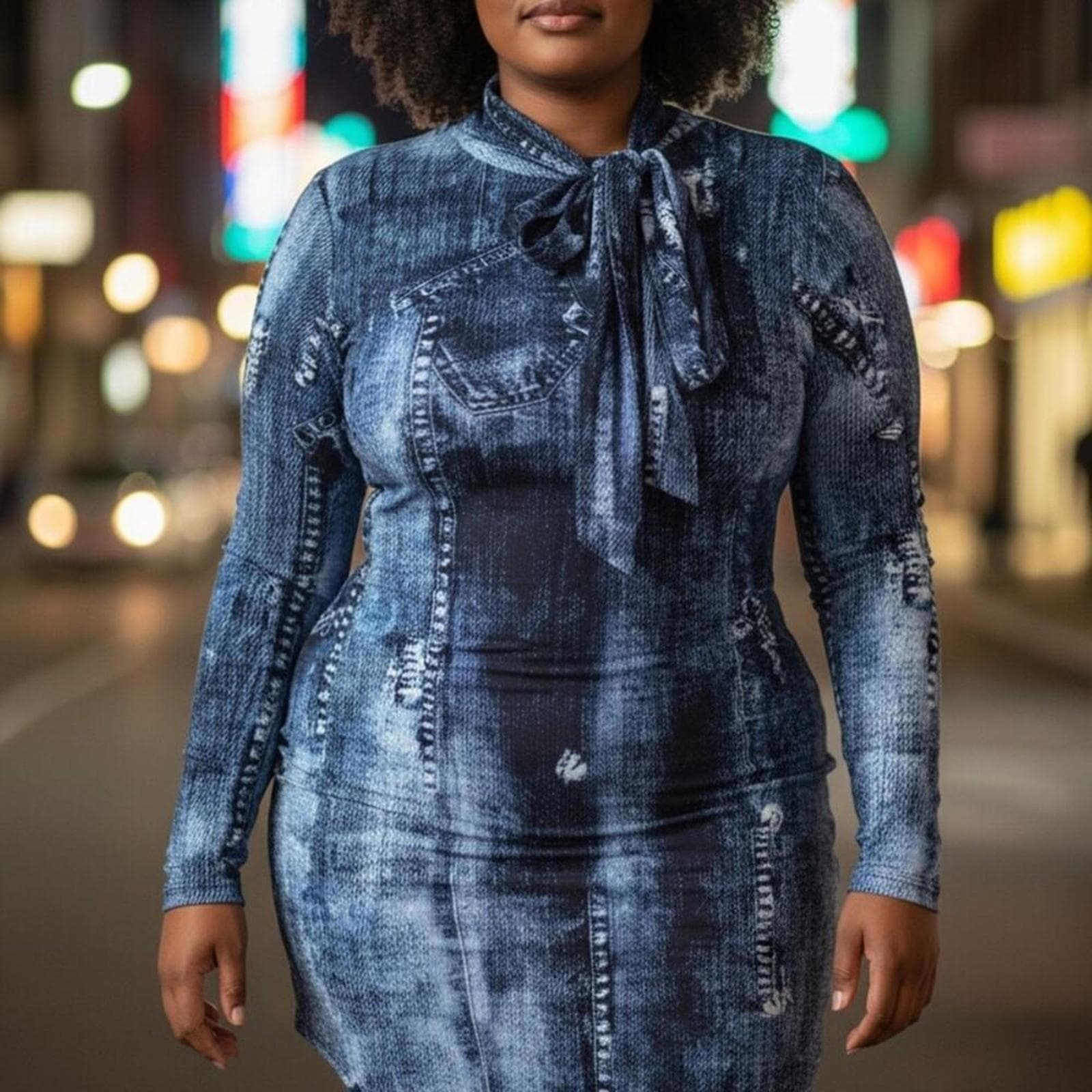 Asymmetrical Blue Dress - Thumbnail 6