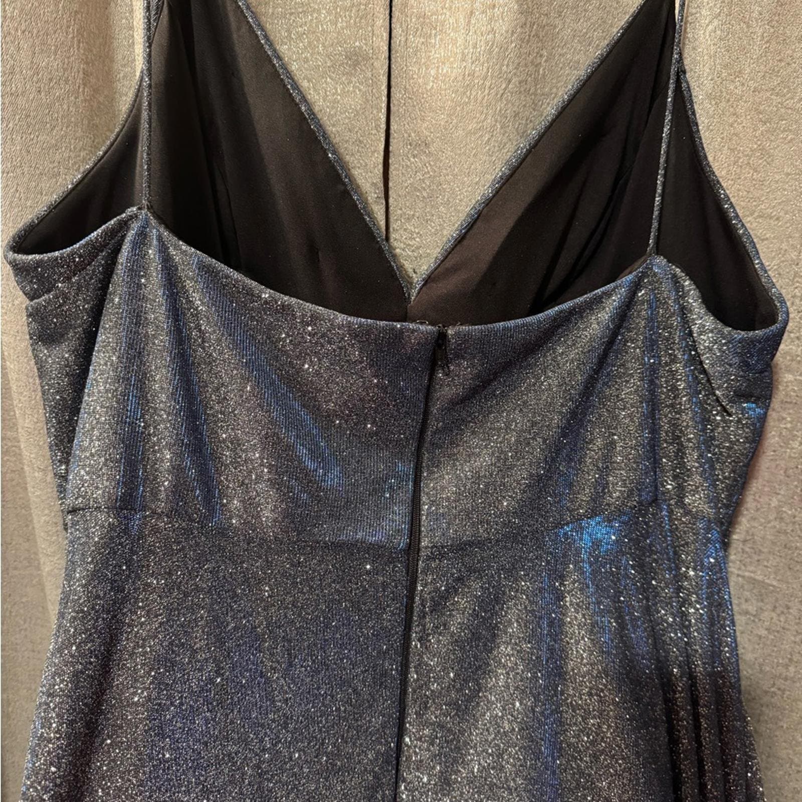 Camille La Vie Shimmery Slate Blue A-Line Dress - Thumbnail 7