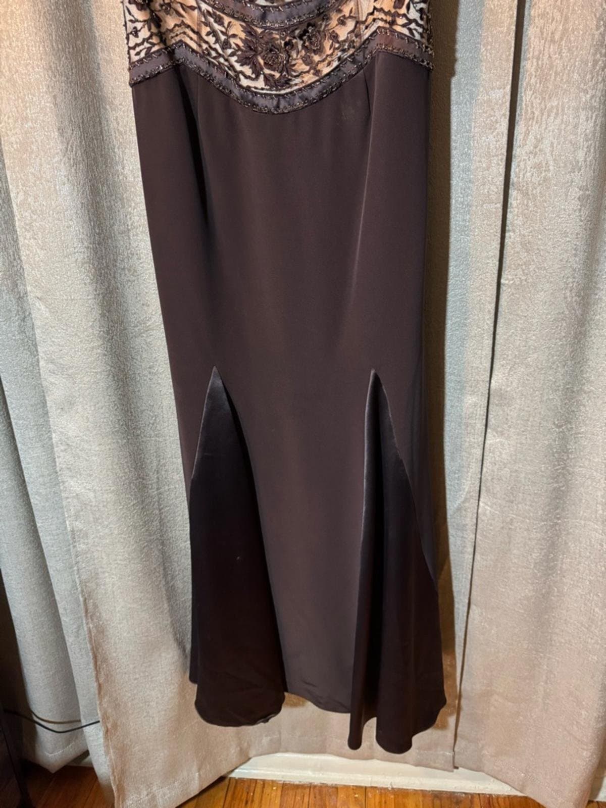 Montage by Mon Cheri Beaded Dark Brown Evening Gown - Thumbnail 4