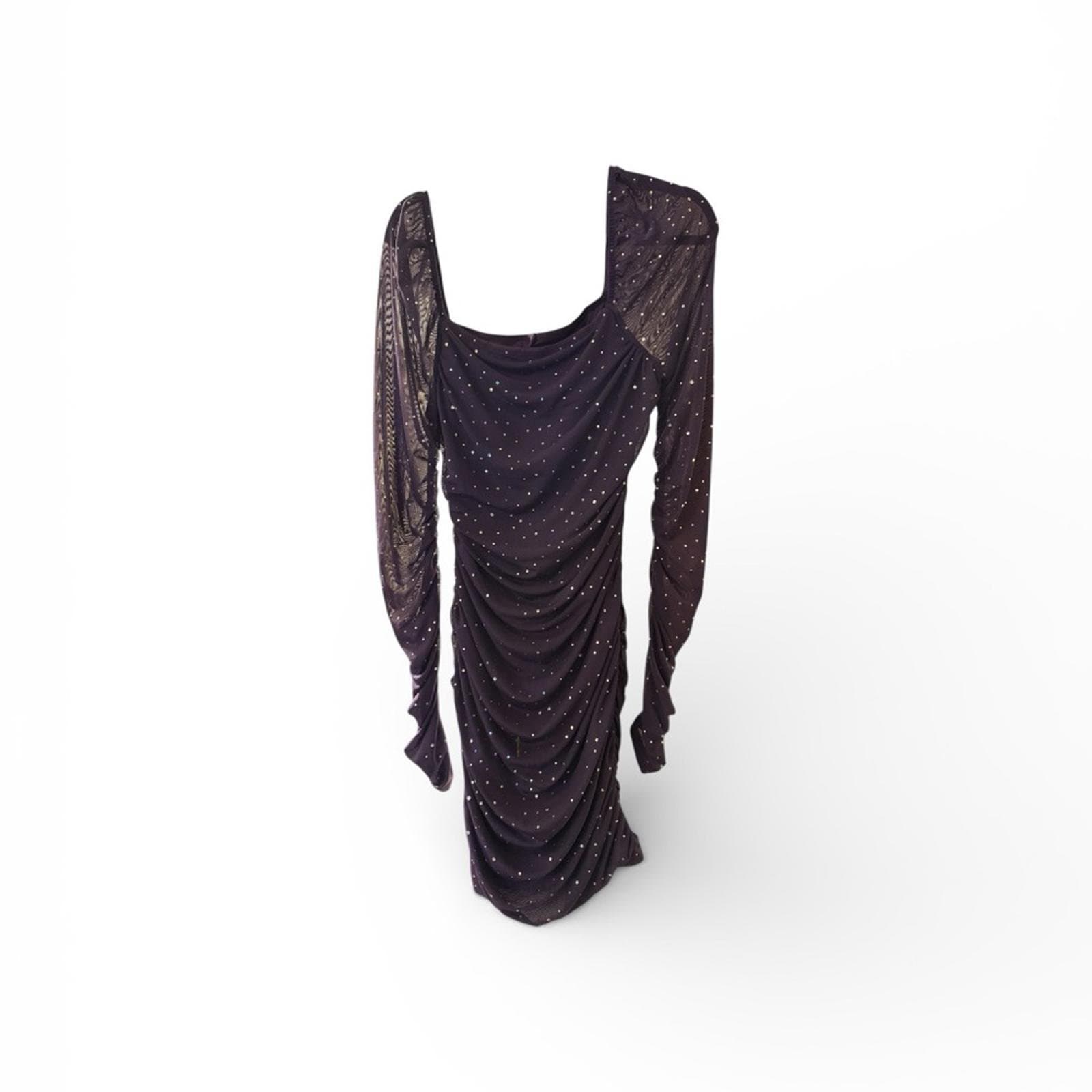 SHEIN Dark Purple Long Sleeve Dress - Thumbnail 2