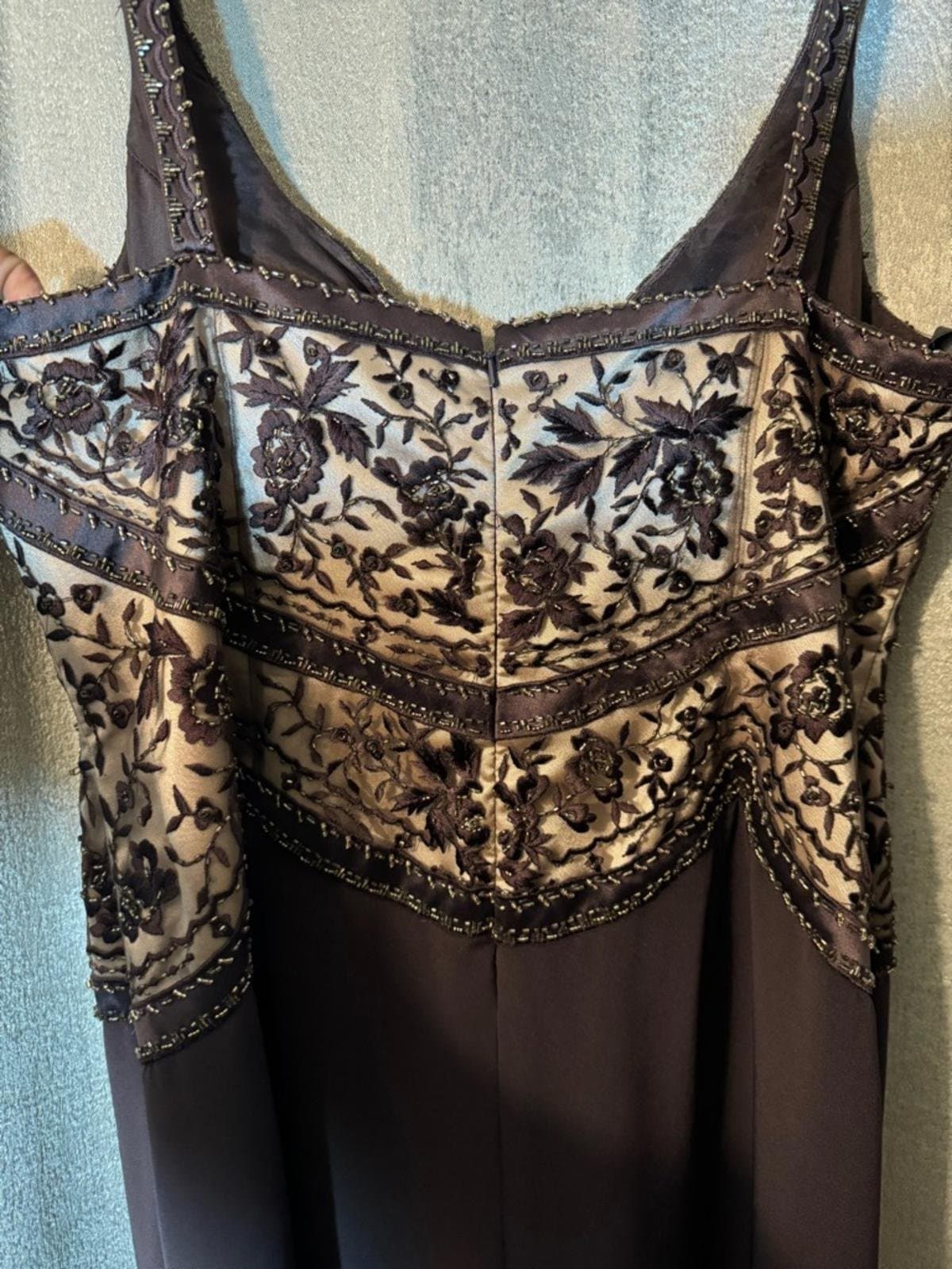 Montage by Mon Cheri Beaded Dark Brown Evening Gown - Thumbnail 9