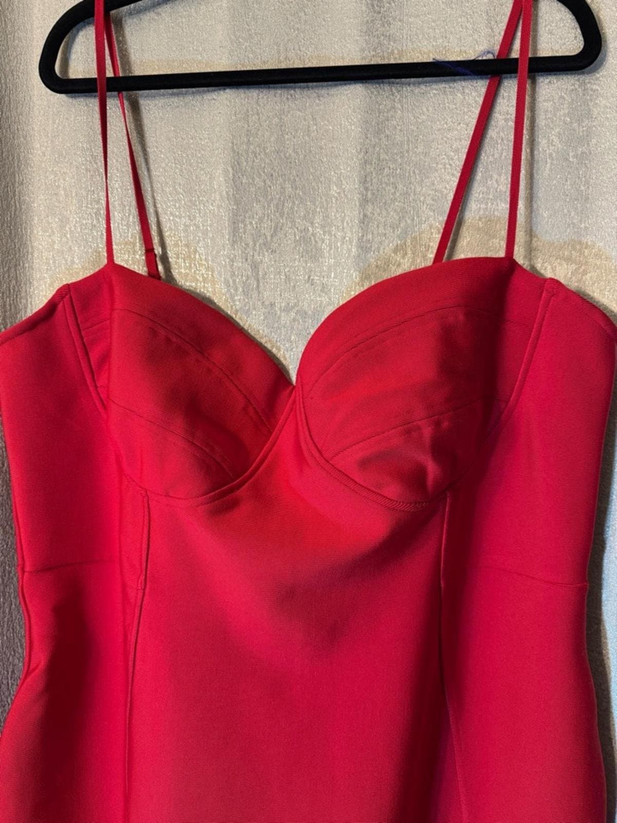 Fashion Nova Red Bodycon Midi Dress with Bust Cups - Thumbnail 3