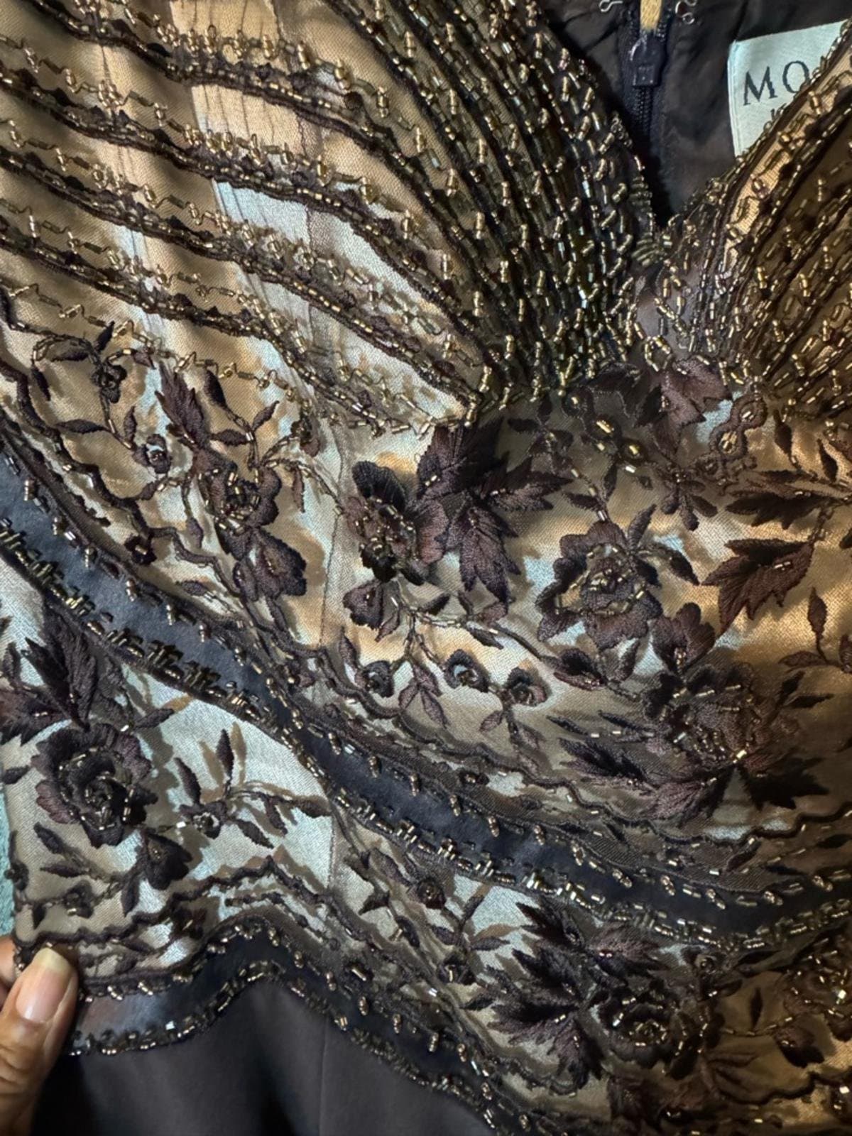 Montage by Mon Cheri Beaded Dark Brown Evening Gown - Thumbnail 8