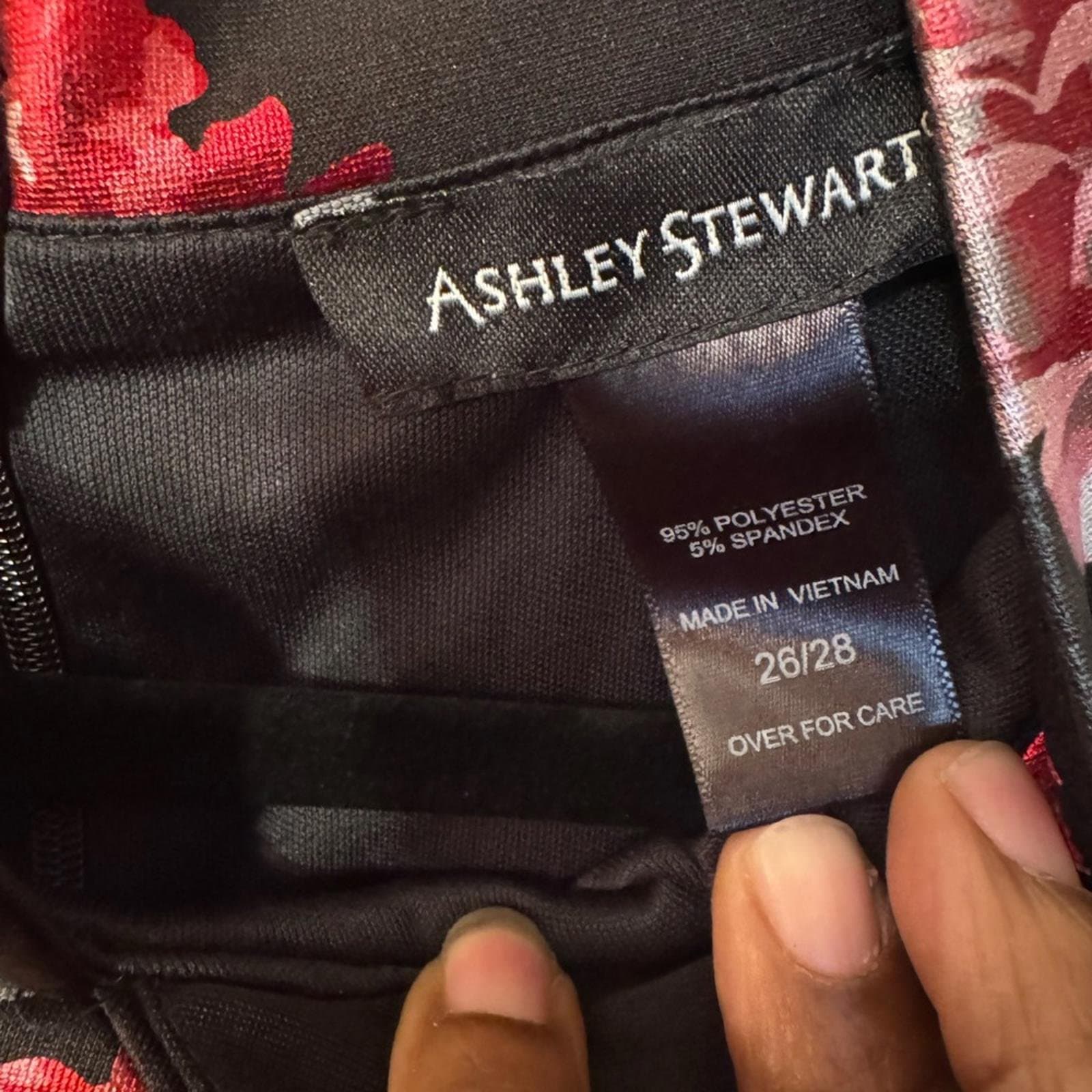 Ashley Stewart Black and Pink Floral Midi Dress - Thumbnail 3