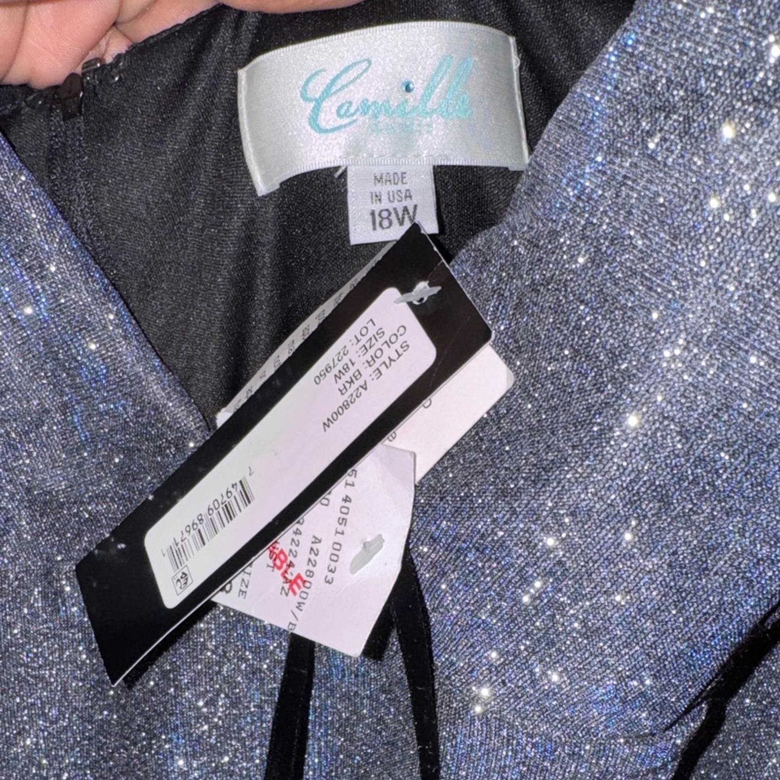 Camille La Vie Shimmery Slate Blue A-Line Dress - Thumbnail 8