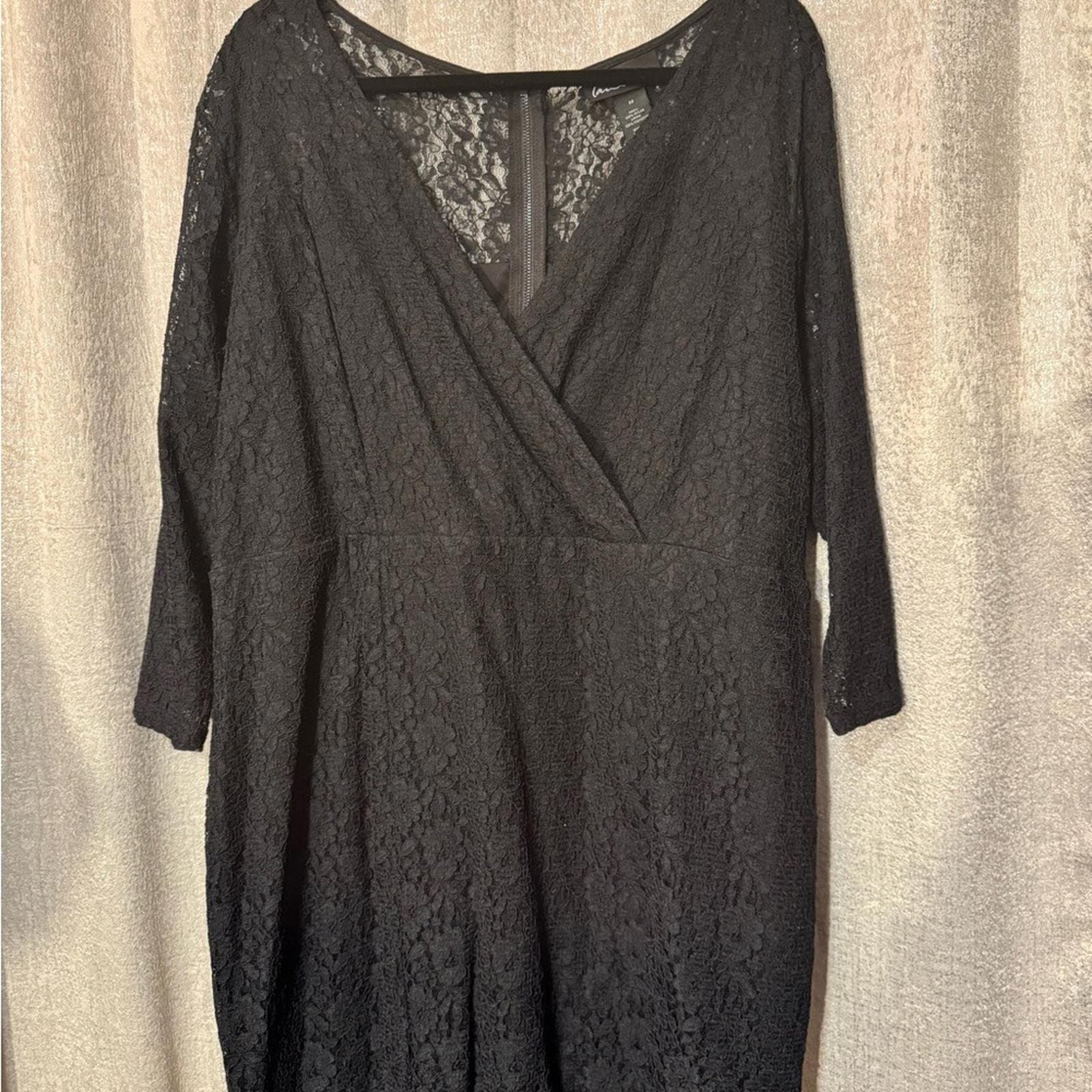 Lane Bryant Elegant Black Lace Dress - Thumbnail 2