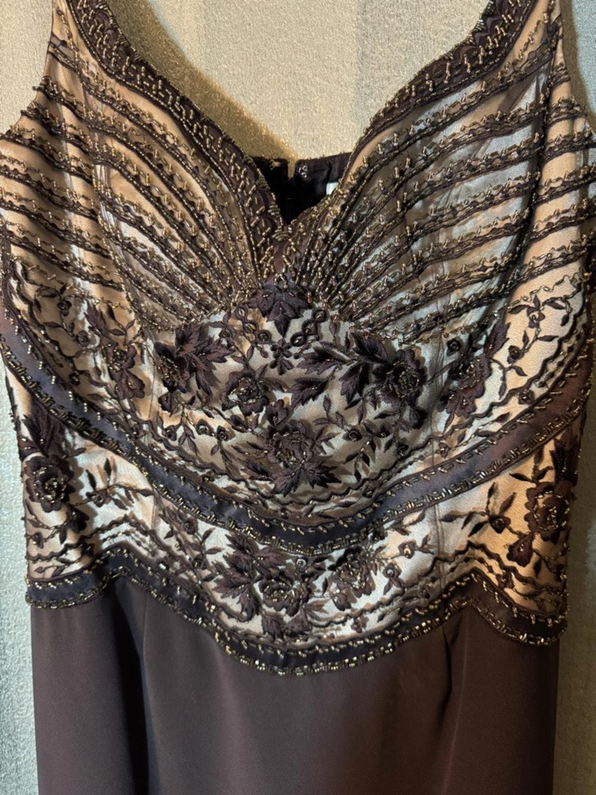 Montage by Mon Cheri Beaded Dark Brown Evening Gown - Thumbnail 3