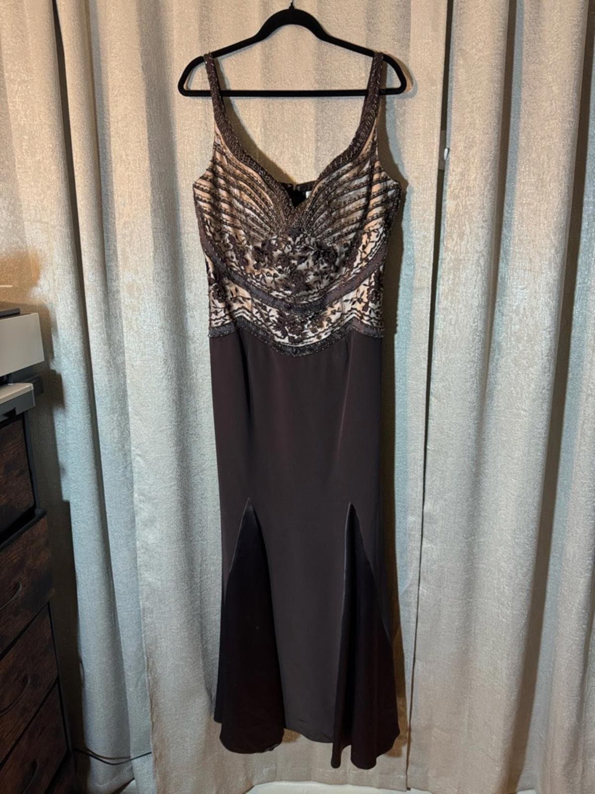 Montage by Mon Cheri Beaded Dark Brown Evening Gown - Thumbnail 2