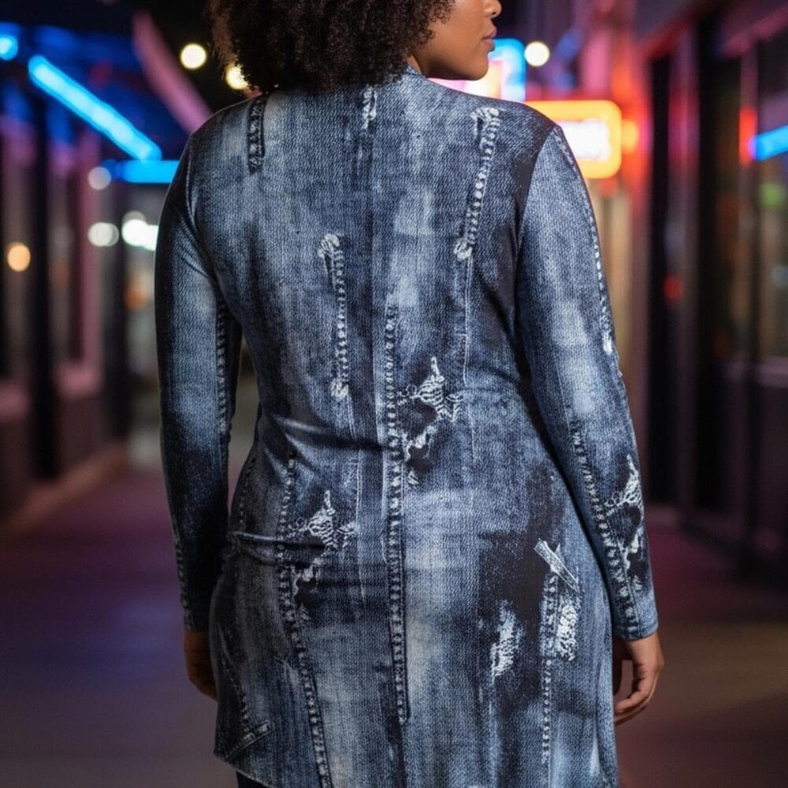 Asymmetrical Blue Dress - Thumbnail 7