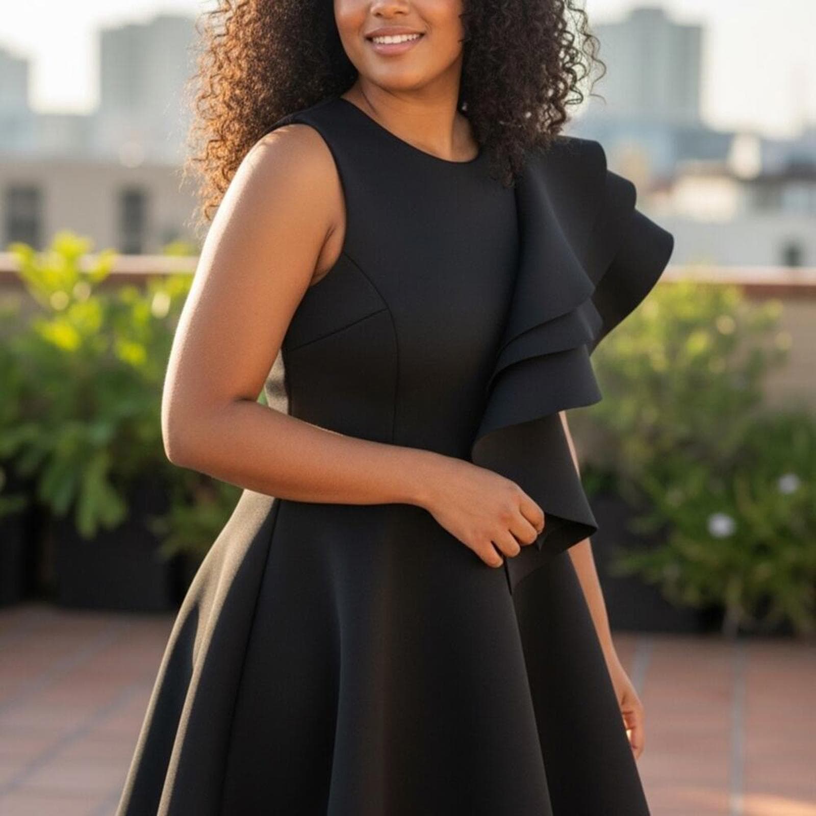 Elegant Asymmetrical Black Dress - Image 1