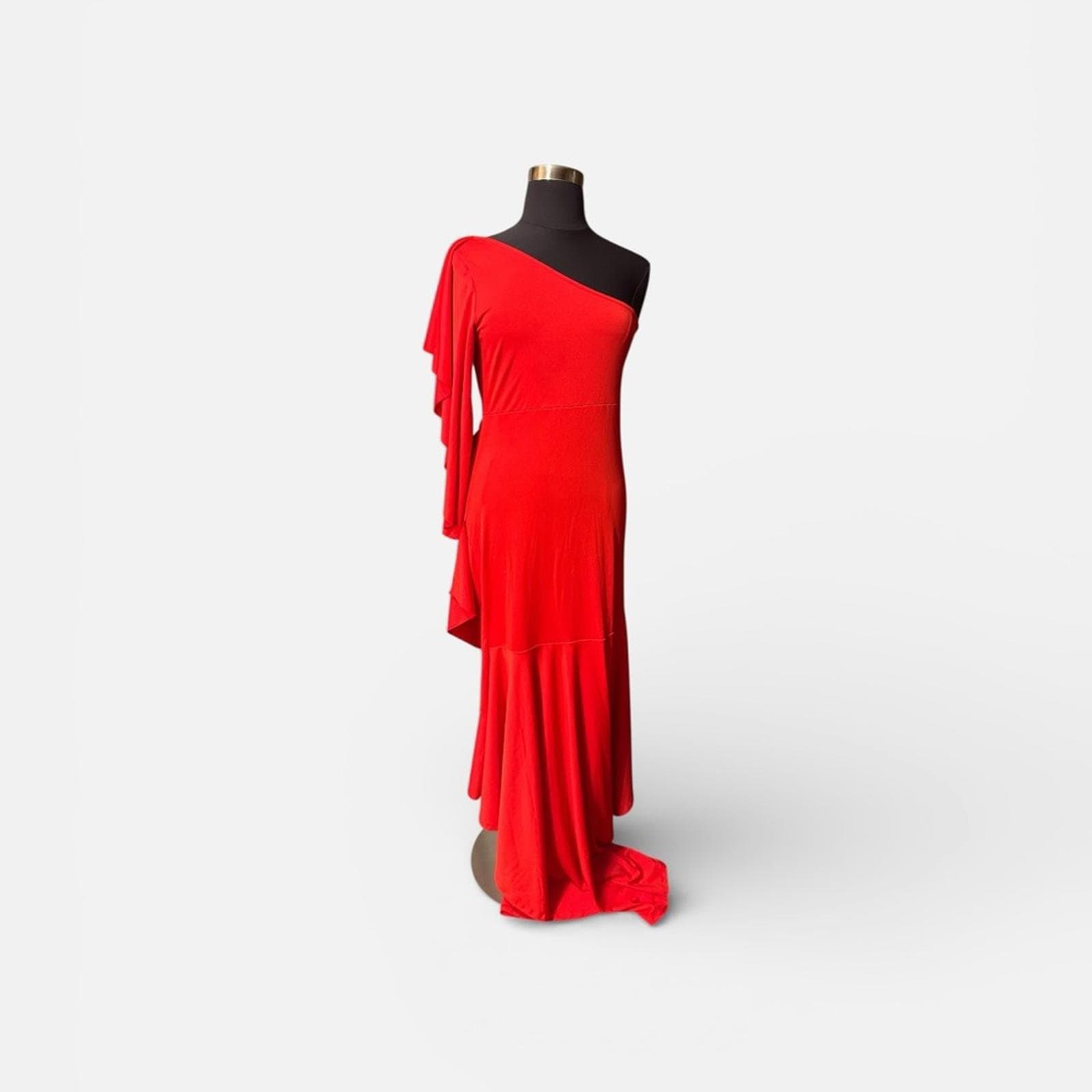 Chic One-Shoulder Red Dress - Image 1