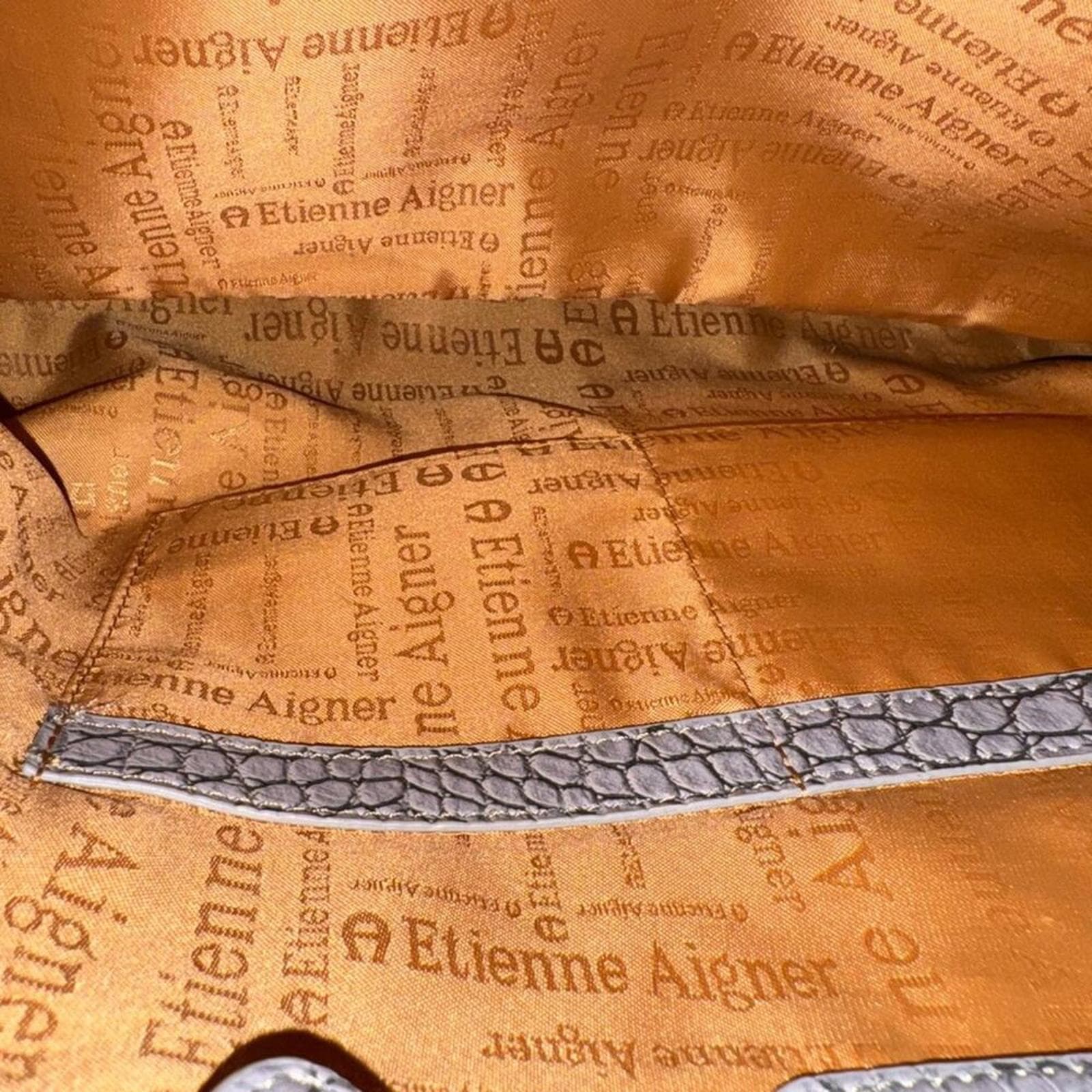 Etienne Agnier Faux Leather Croc Laptop Bag - Thumbnail 9