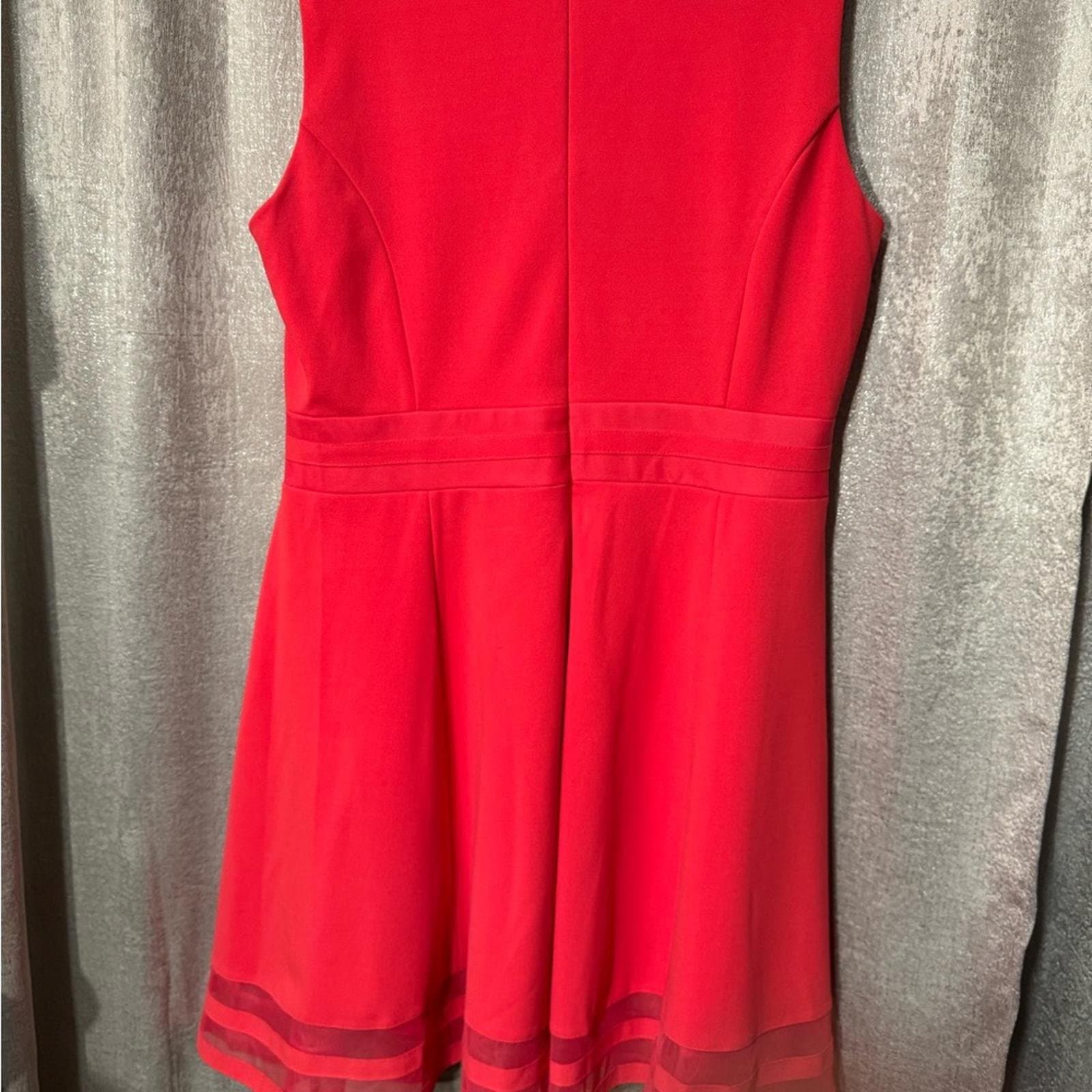 Calvin Klein Vibrant Coral Red Midi Dress - Thumbnail 3