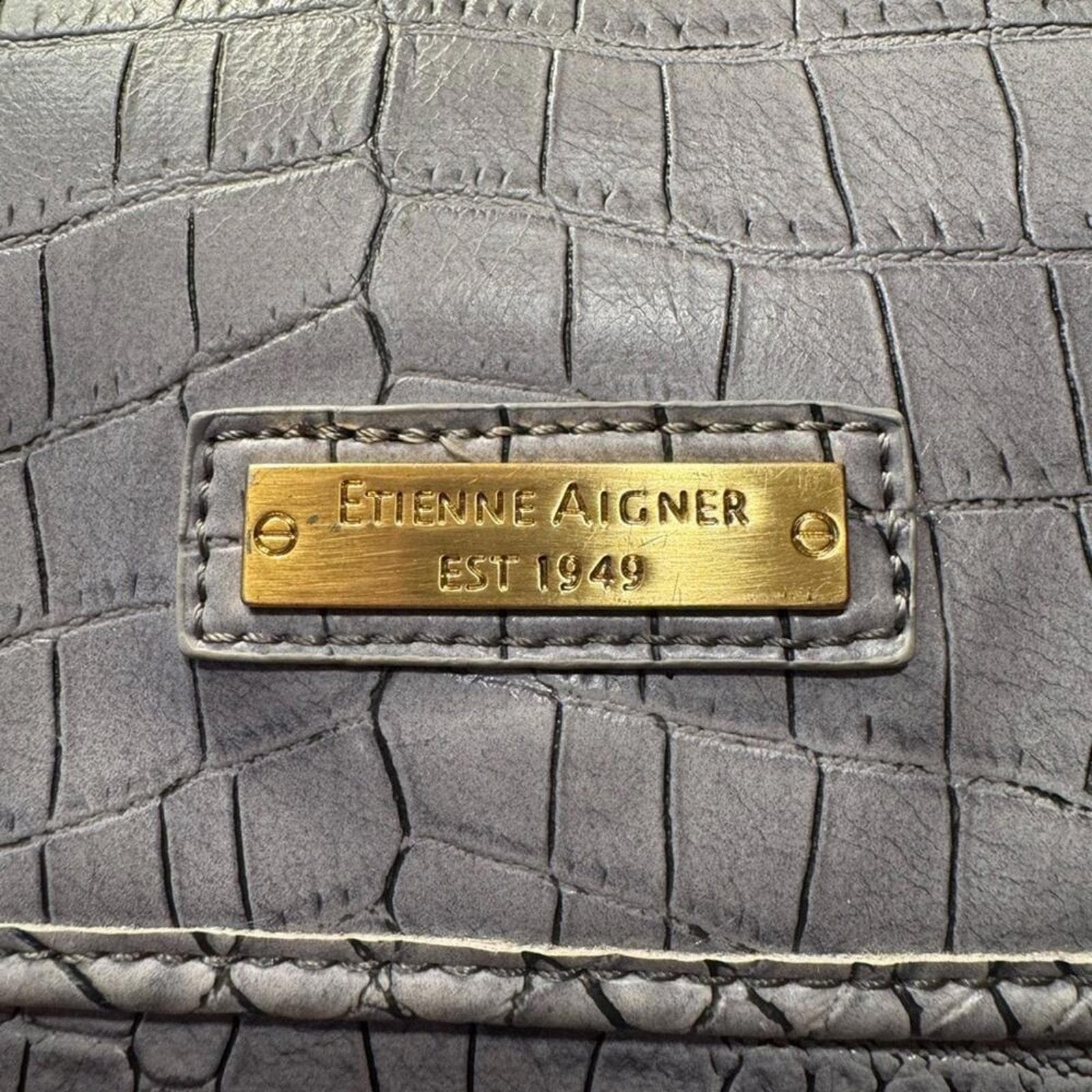 Etienne Agnier Faux Leather Croc Laptop Bag - Thumbnail 5