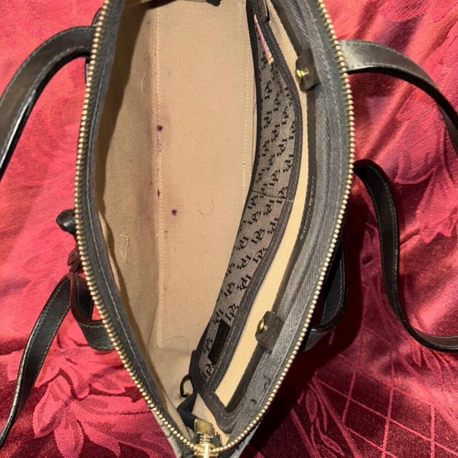 Dooney And Bourke | Vintage Grey Canvas Monogram Handbag Gold Hardware - Thumbnail 5