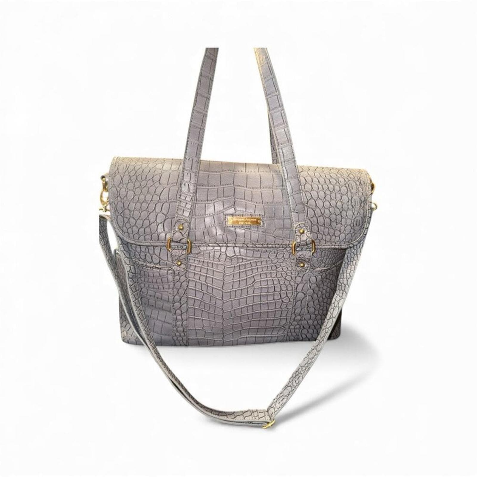 Etienne Agnier Faux Leather Croc Laptop Bag - Image 1