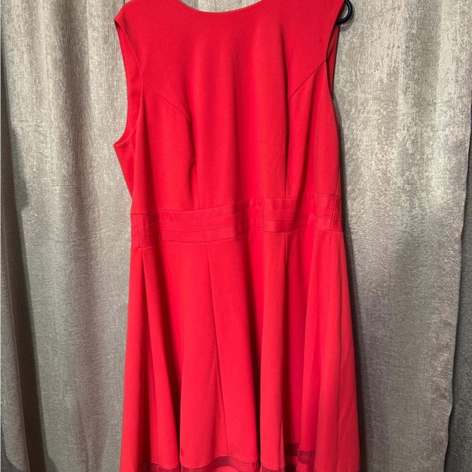 Calvin Klein Vibrant Coral Red Midi Dress - Thumbnail 2