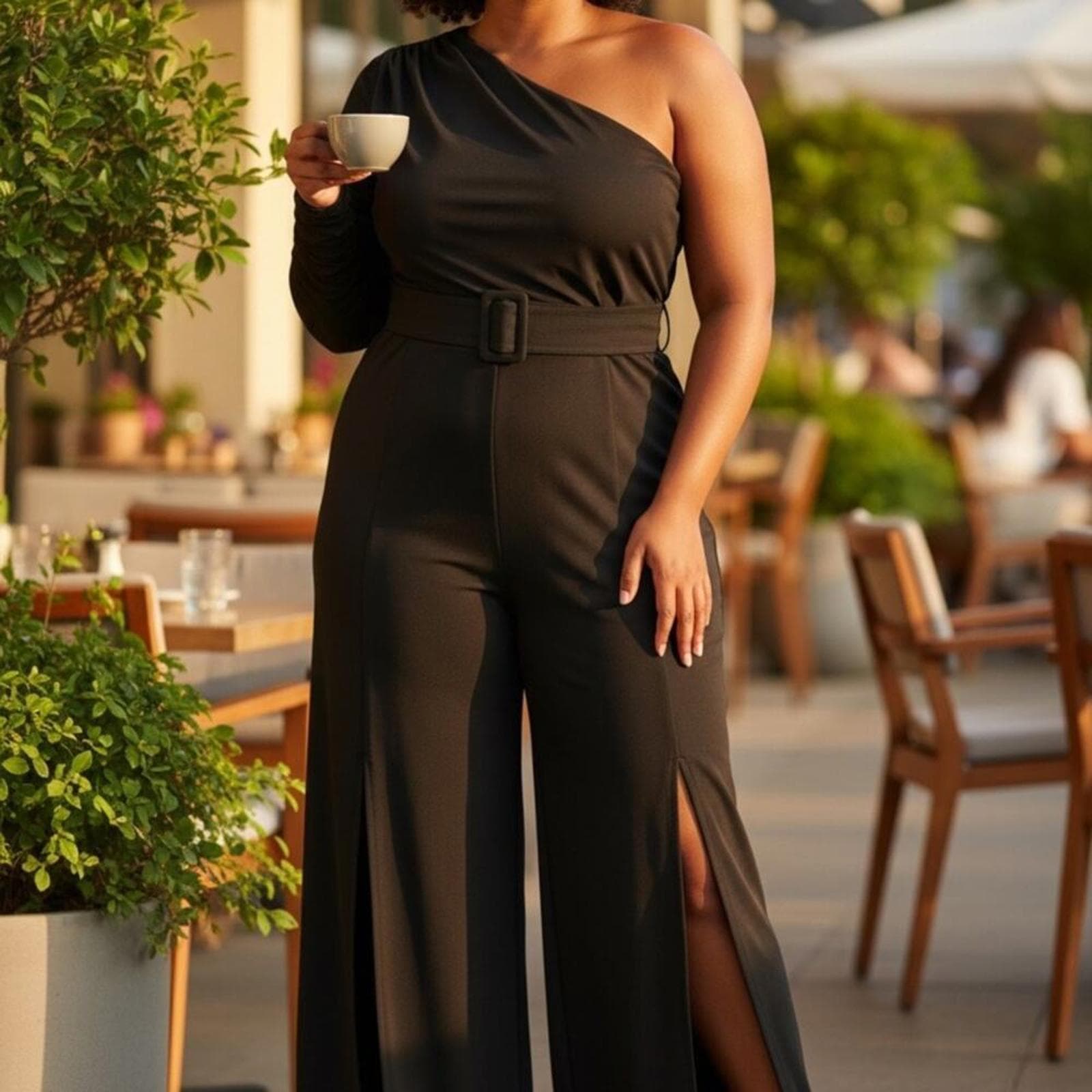 Fashion Nova Black One-Shoulder Jumpsuit - Image 1