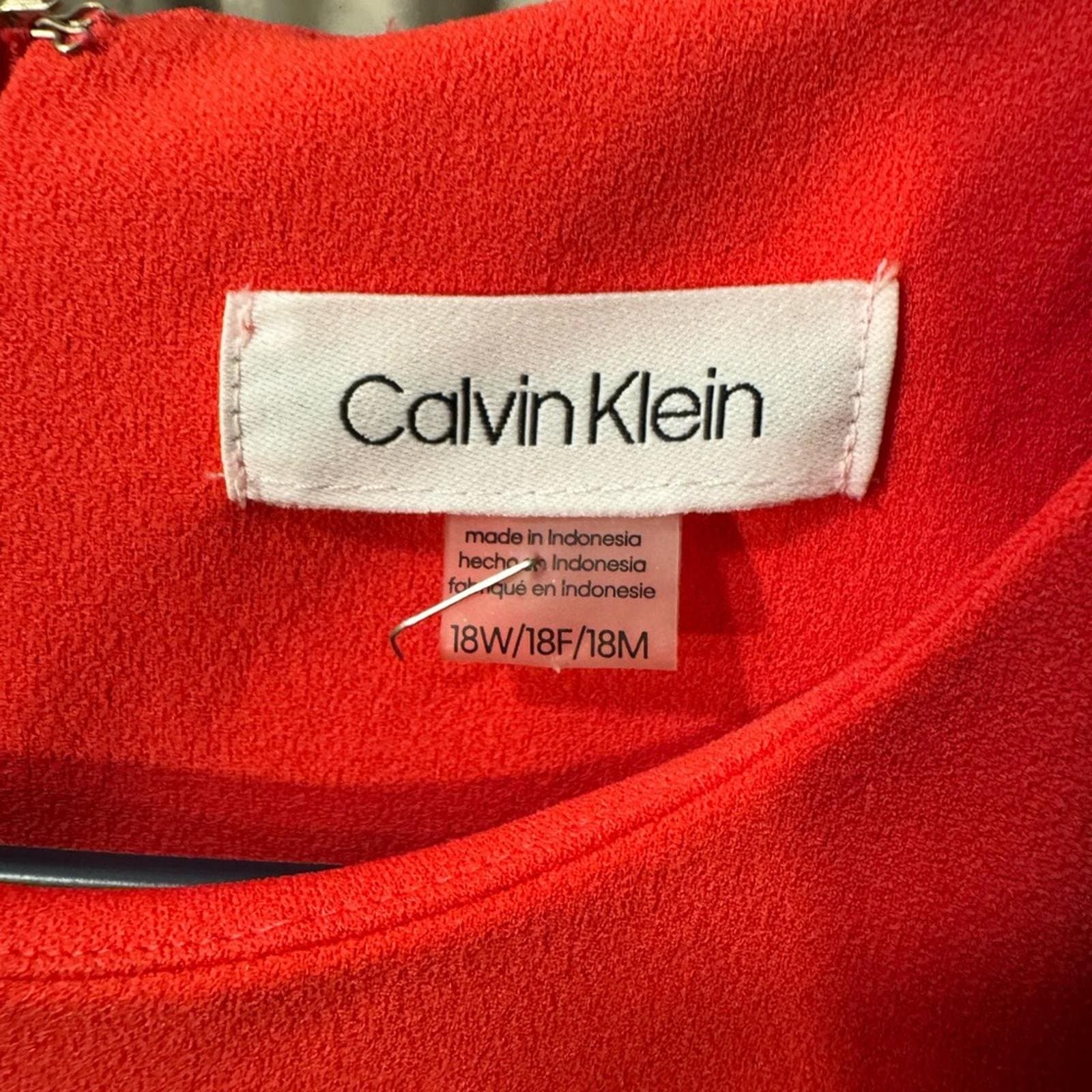 Calvin Klein Vibrant Coral Red Midi Dress - Thumbnail 4
