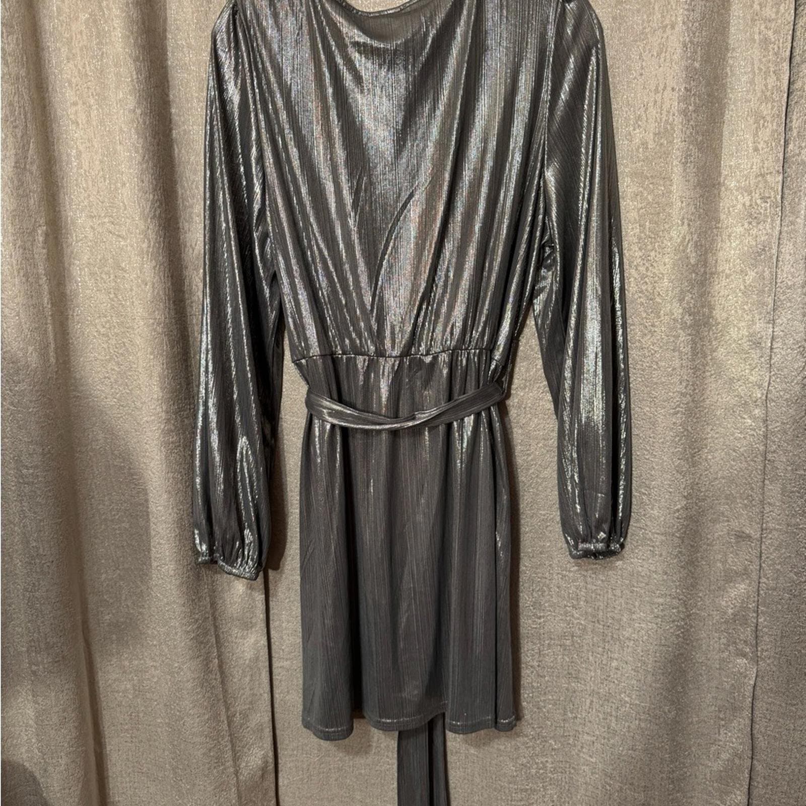 YOINS Silver Wrap Mini Dress - Thumbnail 4