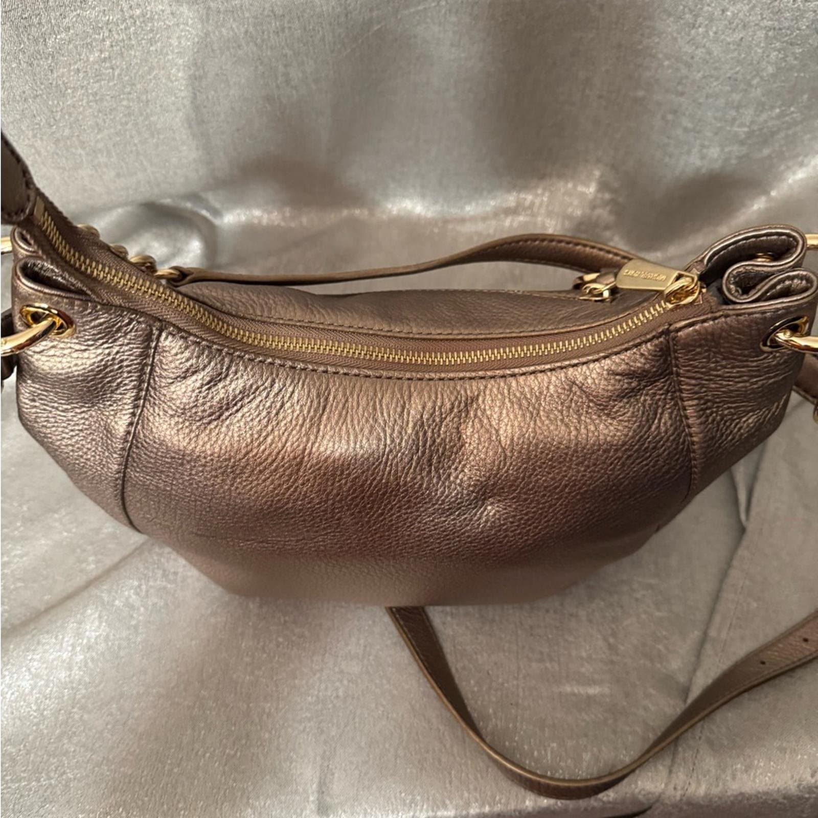 Michael Kors Womens 'Charm Tassel' Casual Leather Shoulder Bag Metallic - Thumbnail 4