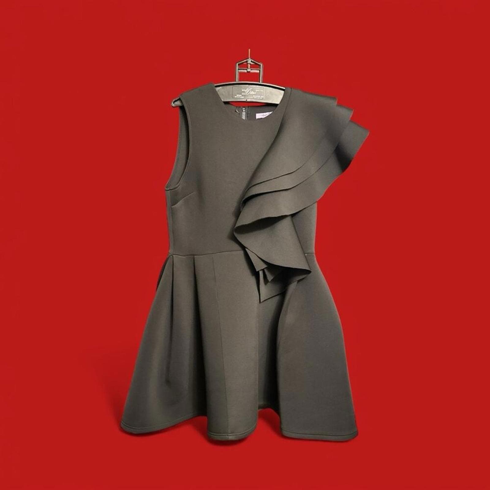 Elegant Asymmetrical Black Dress - Thumbnail 2