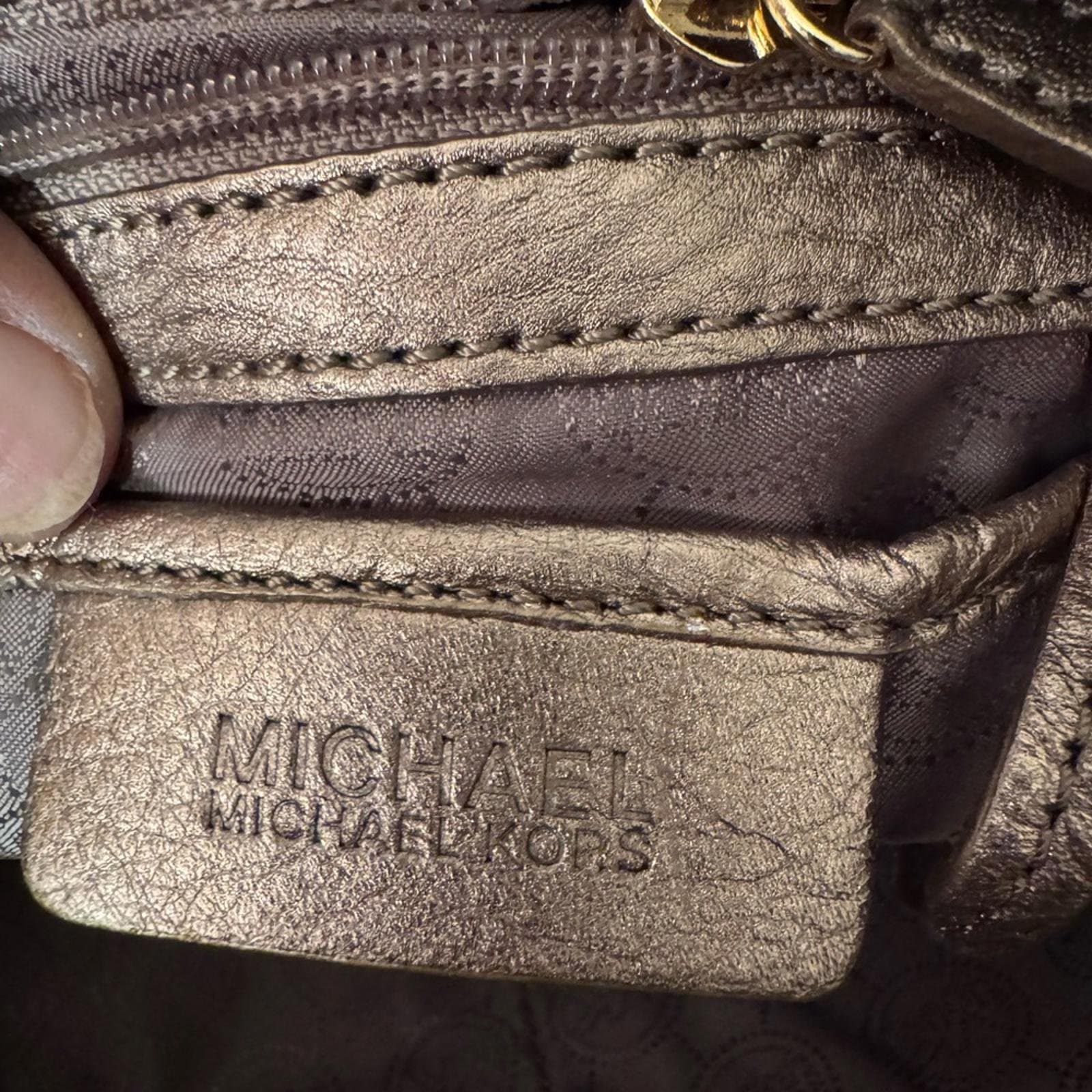 Michael Kors Womens 'Charm Tassel' Casual Leather Shoulder Bag Metallic - Thumbnail 7