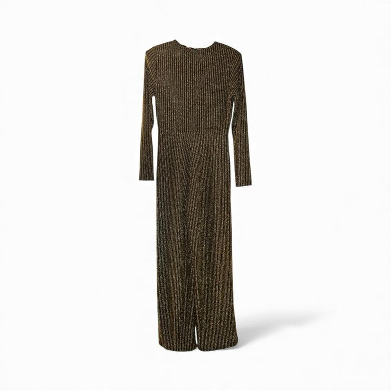 Elegant Gold Pinstripe Jumpsuit - Thumbnail 3