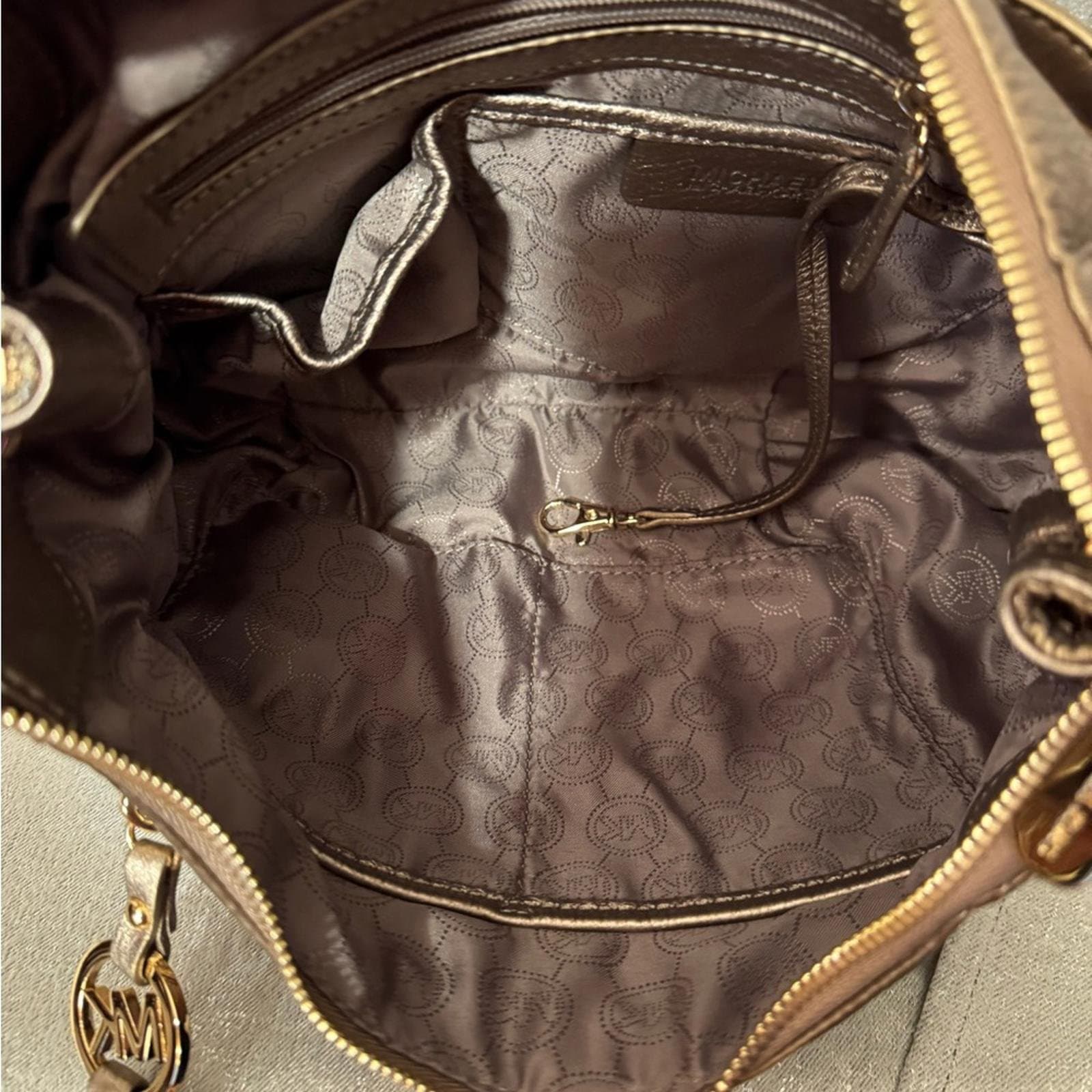 Michael Kors Womens 'Charm Tassel' Casual Leather Shoulder Bag Metallic - Thumbnail 5