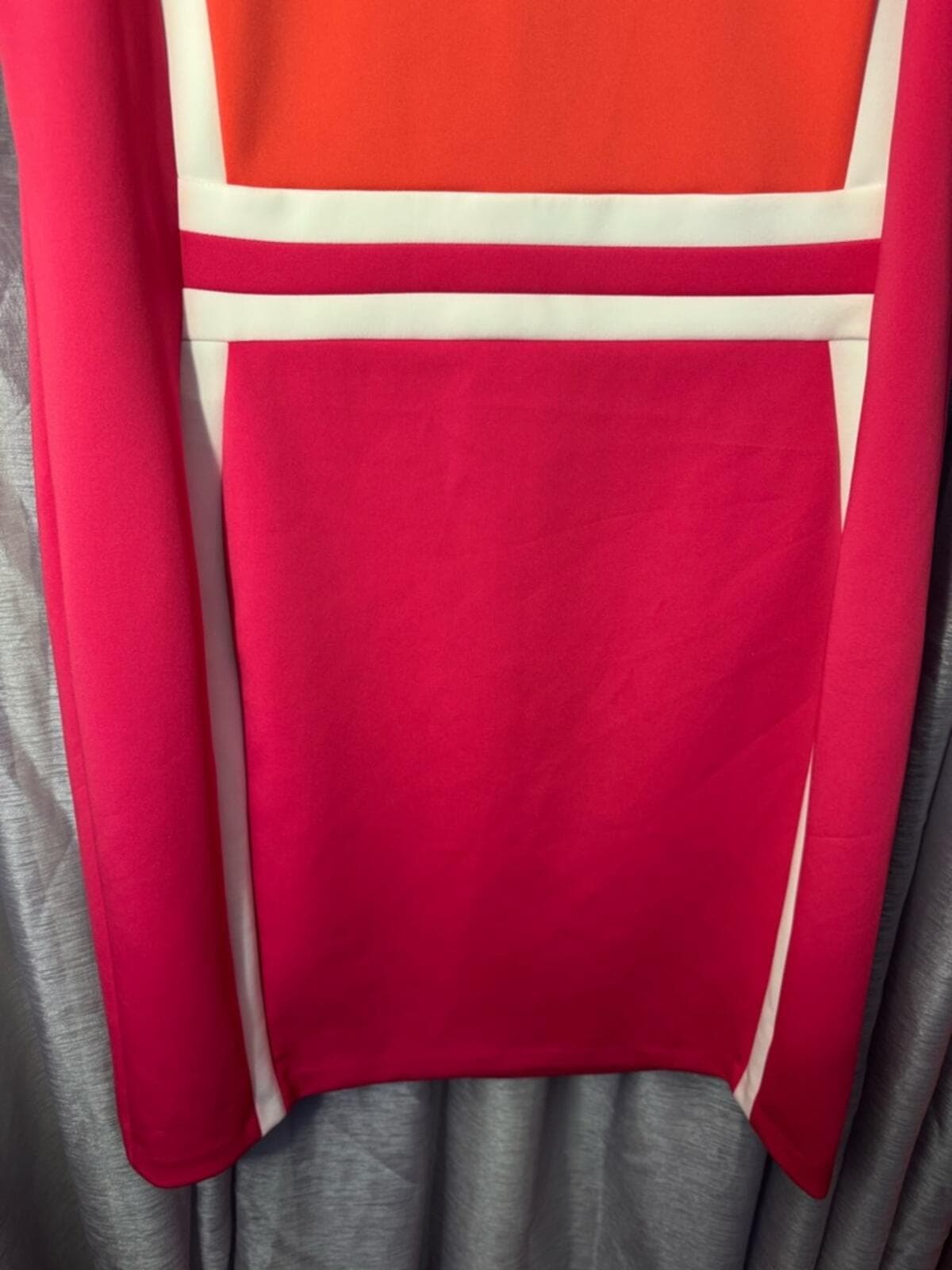 Calvin Klein Bright Orange Sheath Dress with White Trim - Thumbnail 4