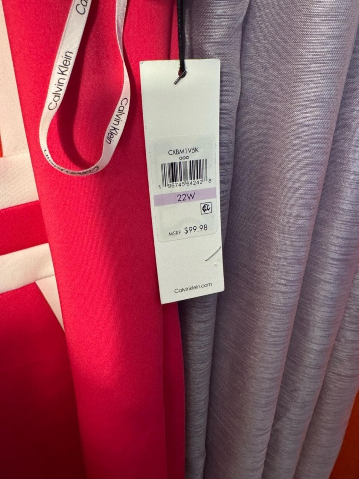 Calvin Klein Bright Orange Sheath Dress with White Trim - Thumbnail 6