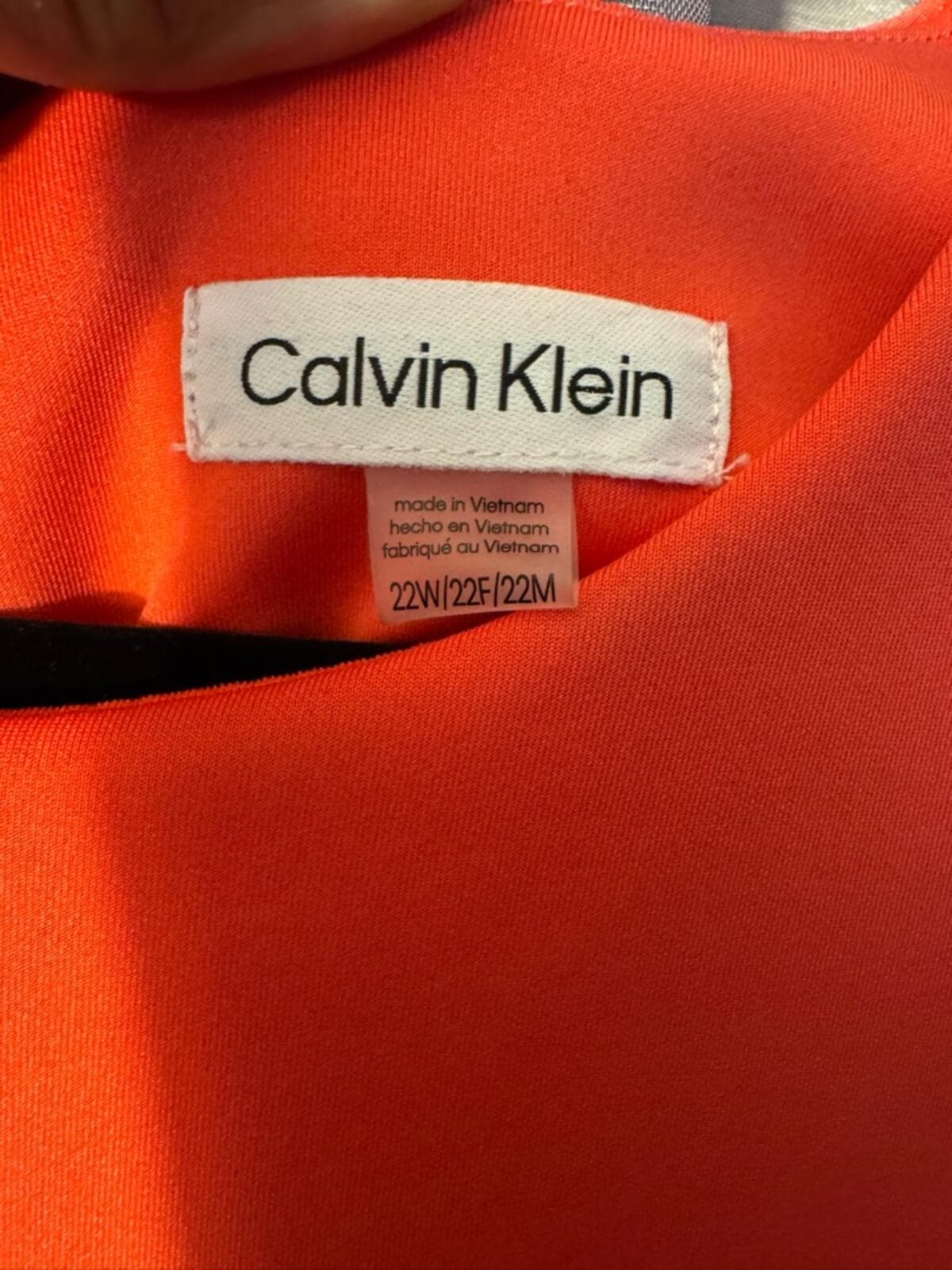 Calvin Klein Bright Orange Sheath Dress with White Trim - Thumbnail 5